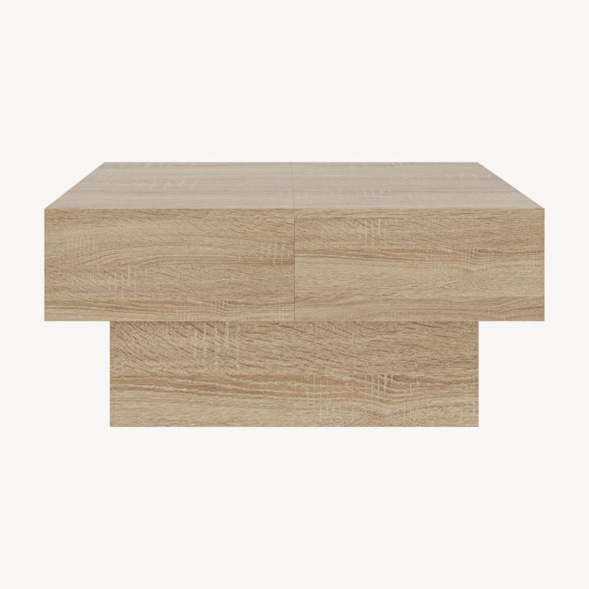 [en.casa] Tavolino da Caffè con Piano Rettangolare Scorrevole e 2 Scomparti Tavolo Basso Centrale da Salotto a 2 Vani Portaoggetti Chiusi 80 x 60 x 36 cm per Soggiorno - Effetto Rovere