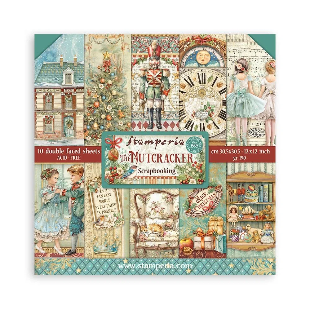Stamperia - Scrapbook Paper Pad for Scrapbooks, Album, Card Making, Bullet Journals, and More, Acid Free, Double Sided, Perfect for Hobbies, Crafts and Gifting (The Nutcracker) (30,5 x 30,5 cm)