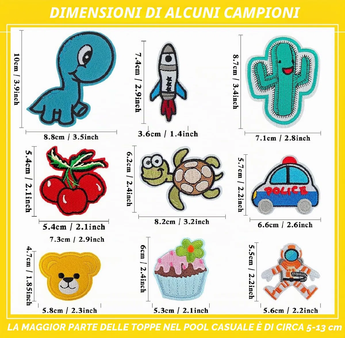 Harsgs 60 toppe ricamate a caso, colori vivaci, da cucire o stirare su vestiti, cappelli, jeans, accessori fai da te, medie