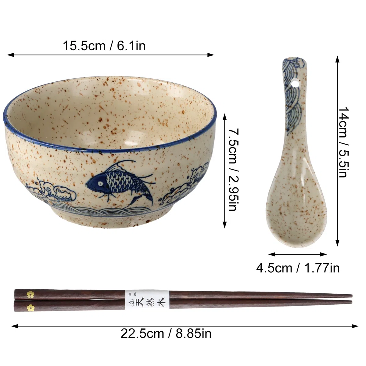 Set Ciotole Ramen Giapponesi in Ceramica 750ml-Con Bacchette e Cucchiai,Ceramica Ciotole giapponese per Ramen,Pho, Zuppe,Noodle, Riso,Lavabili in Lavastoviglie e Microonde