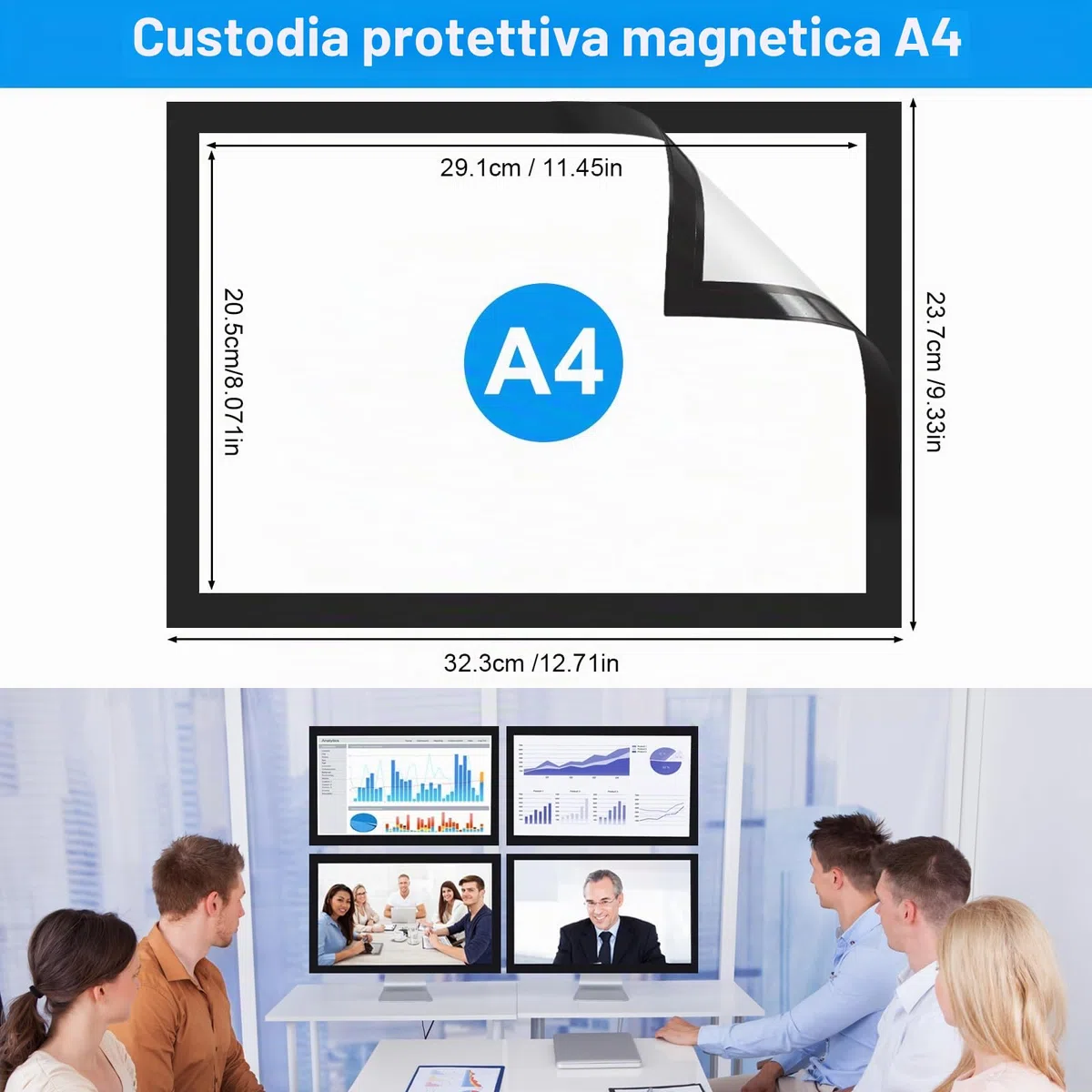 Set di 12 cornici magnetiche adesive A4 pieghevoli con chiusura magnetica,cornice magnetica autoadesiva,Adatto per la decorazione delle pareti della cucina e della camera da letto
