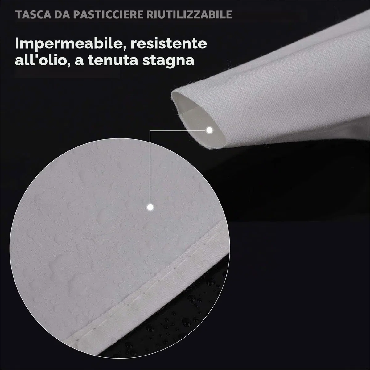 Set Professionale di Sac à Poche Con 6 Beccucci - 5 Beccucci in Acciaio Inox, Riutilizzabili, Grandi per Torte e Biscotti
