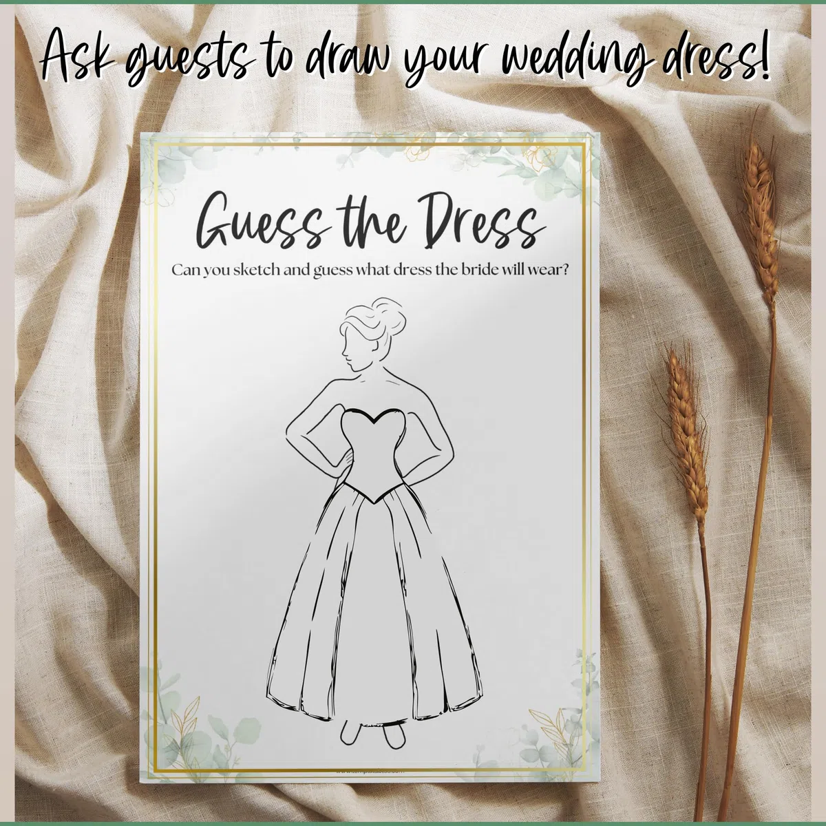 Templatables Guess the Dress - Gioco per addio al nubilato, confezione da 20, elegante design floreale, formato A6 (10,5 x 14,8 cm), carta premium da 450 g/m², divertente attività per addio al