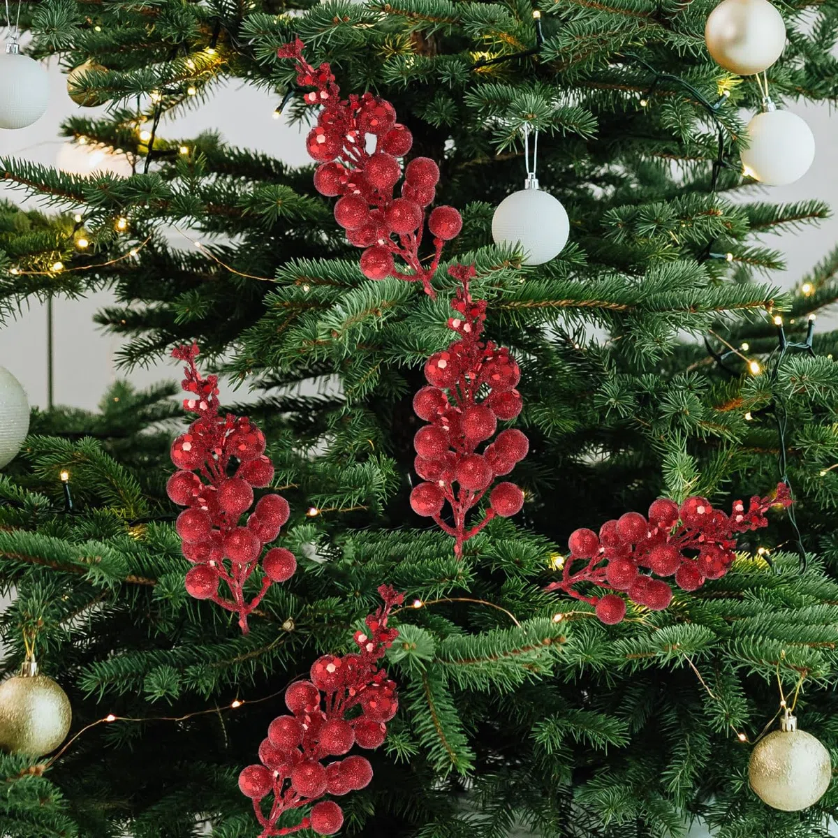 Ipetboom Simulated Snow Berry Tread - 10 Pezzi Bacche Artificiali Rosse Per Decorazioni Natalizie Ghirlande E Feste Ideali Per Decorare Alberi Di Natale E Creare Atmosfere Festive