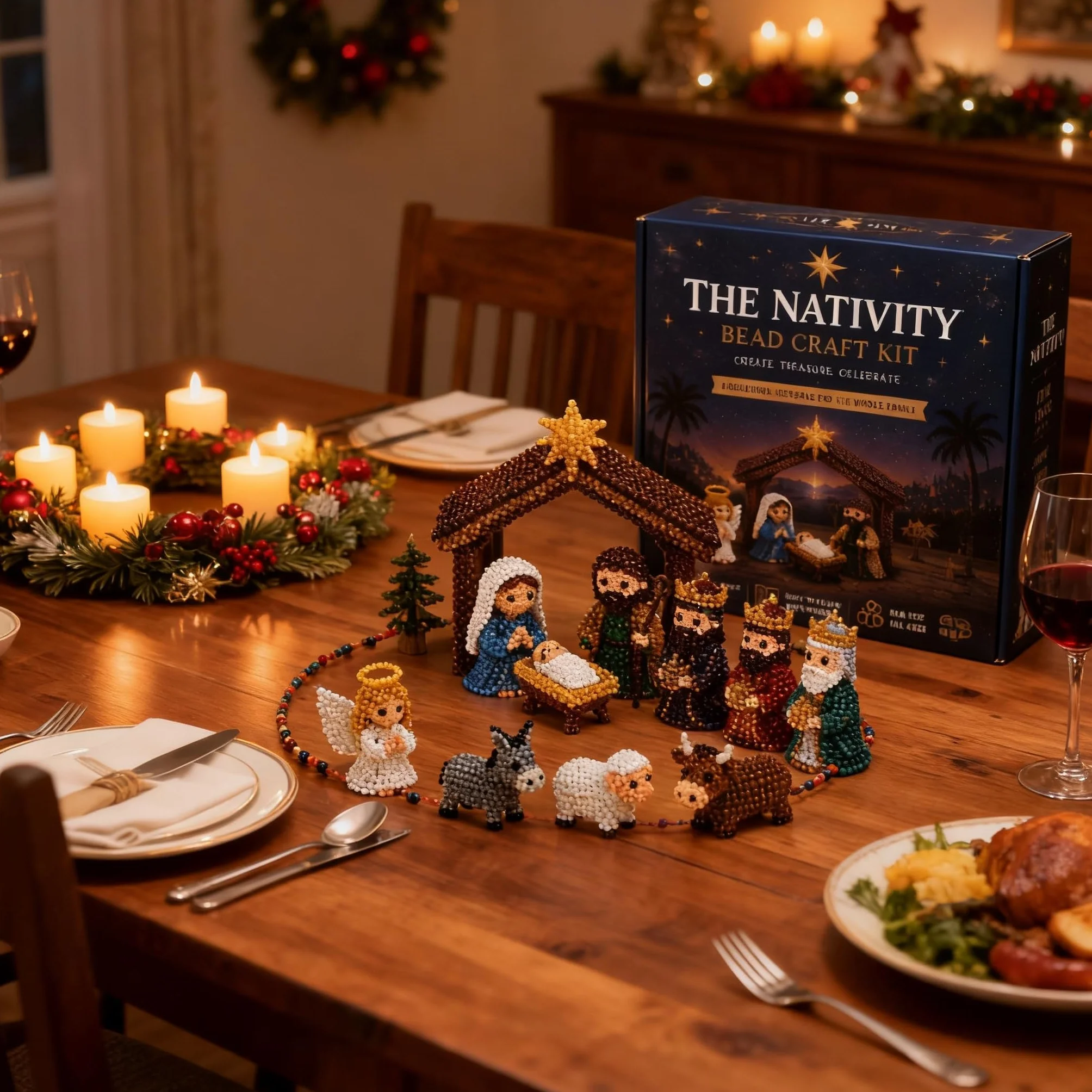 Hamosky Kit fai da te con perline 3D a forma di animale, con perline 3D fatte a mano, kit fai da te per principianti, con istruzioni passo passo per adolescenti (scena del presepe)