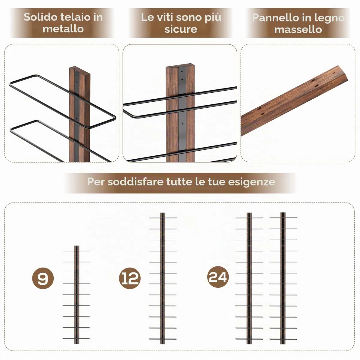 B4Life, Portabottiglie da parete in legno, ideale per 12 bottiglie di vino, per cucina, sala da pranzo, bar
