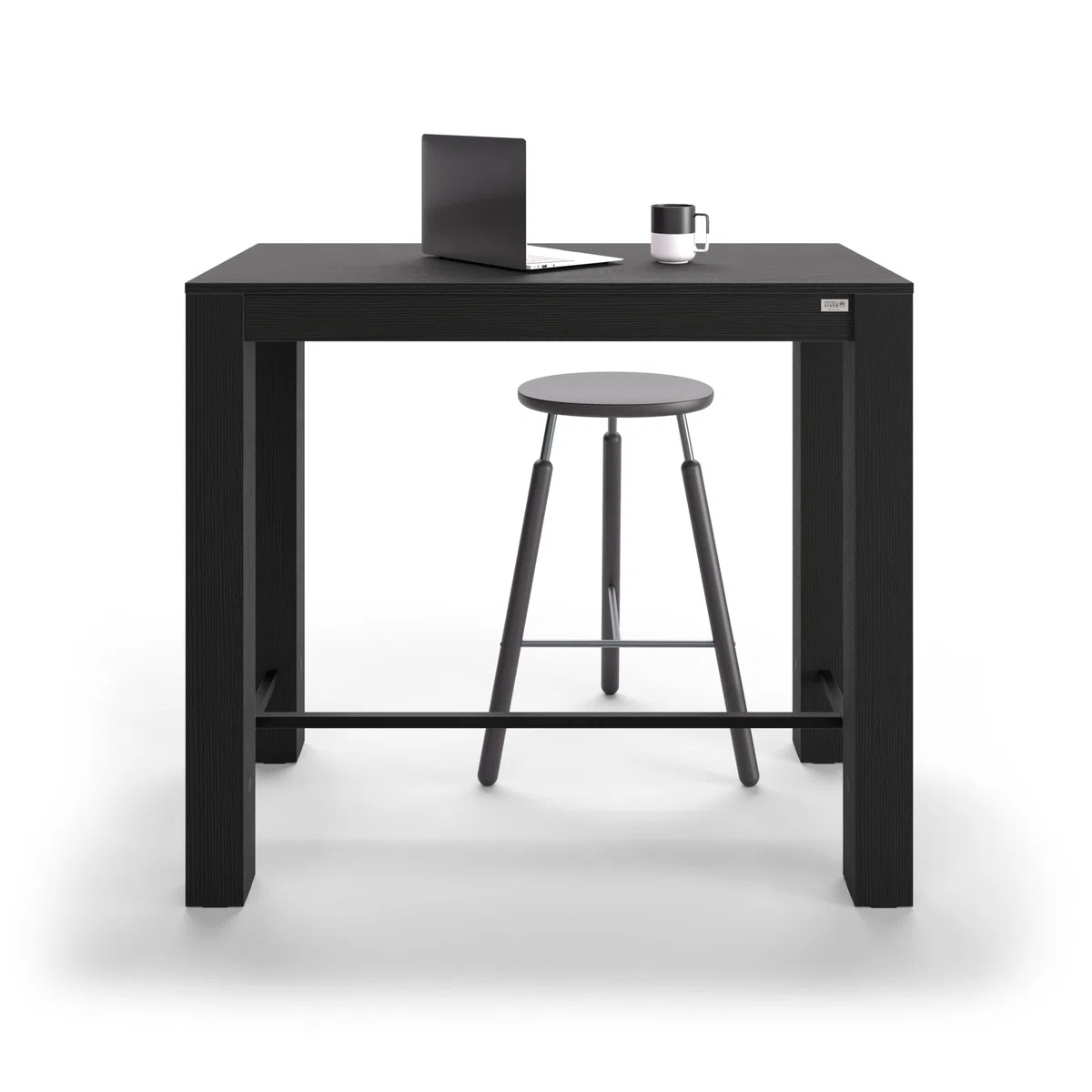 Mobili Fiver, Tavolo Alto Rachele 120x60 cm, Nero Frassino, Made in Italy