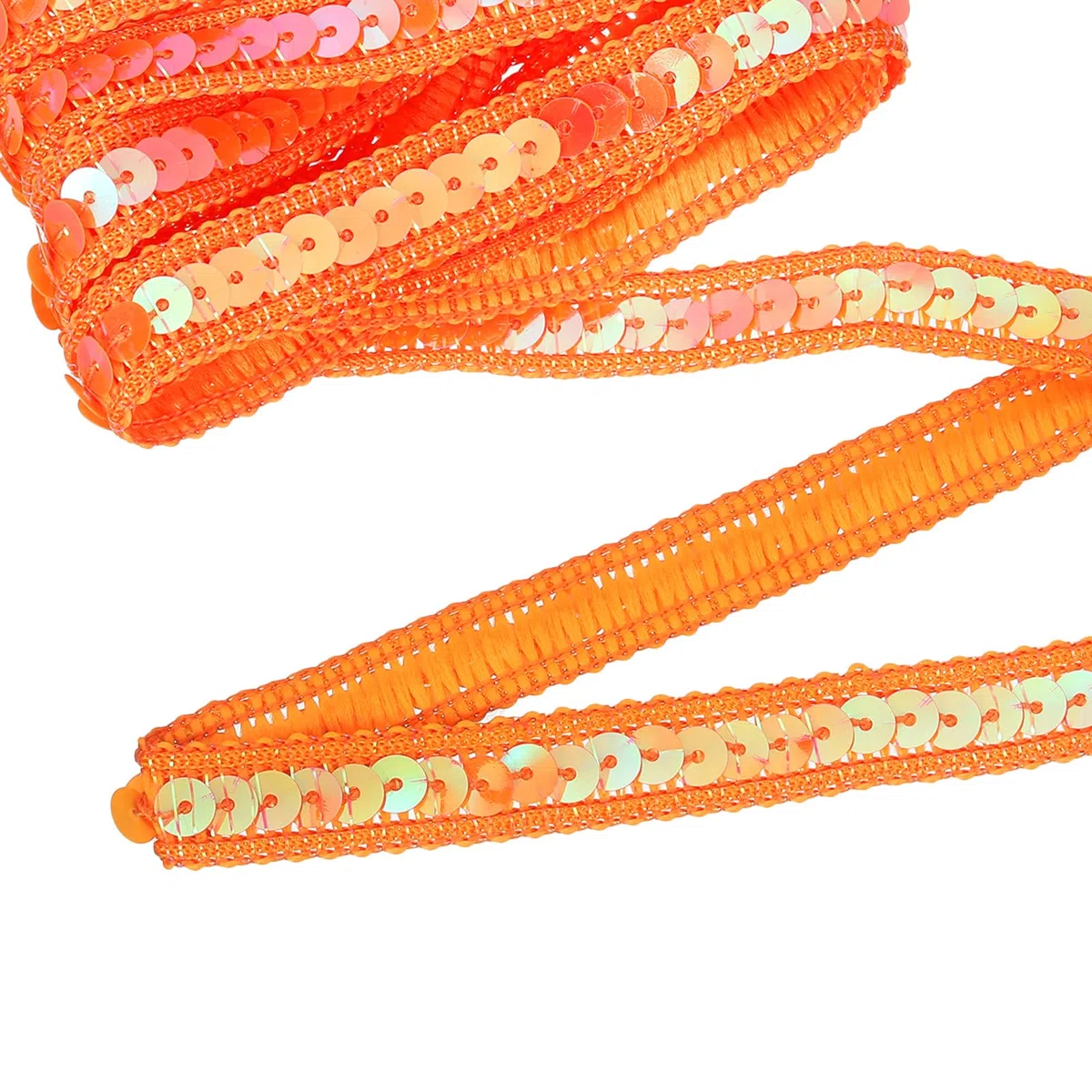 QUARKZMAN 11 Iarde Nastro Paillettes 0.5" Treccia Piatte, Strisce Tessuto Piatte per Artigianato, Cucito, Vestiti, Decorazione per Feste in Casa, Arancione
