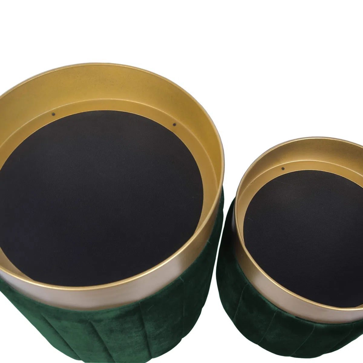 Rebecca Mobili Set 2 Pouf Velluto, Pouf Poggiapiedi, Verde, Ferro MDF, Con Contenitore, Per Salotto Camera - Misure HxLxP: 44 x 35 x 35 cm - Art. RE6834