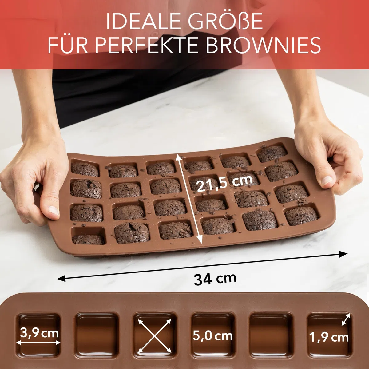 AVANA Brownie - Teglia da forno in silicone, senza BPA, antiaderente, 24 stampi per brownie