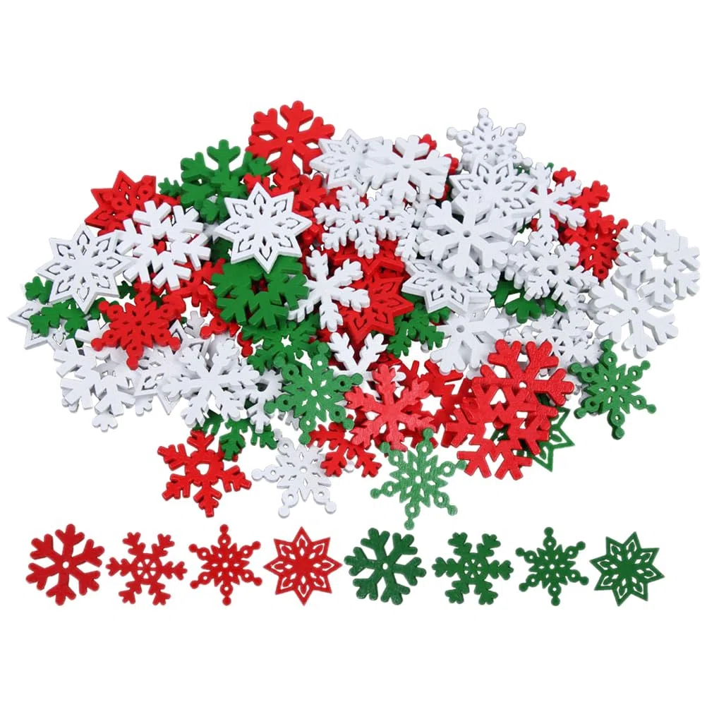 Amosfun 50 Pezzi Fiocchi Di Neve in Legno 0.94 Pollici Decorazioni Natalizie Per Artigianato Fai Da Te Scrapbooking E Abbellimenti Festivi Per Casa E Feste