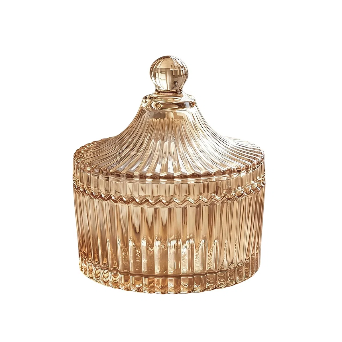 Piatto per caramelle in vetro con coperchio ciotola decorativa pervaso per caramelle coperto in cristallo vaso di caramelle per buffet da matrimonio vaso per alimenti a forma di tenda 300ml (Ambra)