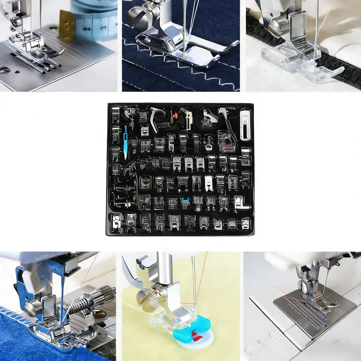 Set di Piedini Per Macchine da Cucire, 62 Pezzi Per Uso Domestico, Multifunzionali, Parti di Macchine da Cucire Per Brother, Babylock, Singer, Elna, Toyota