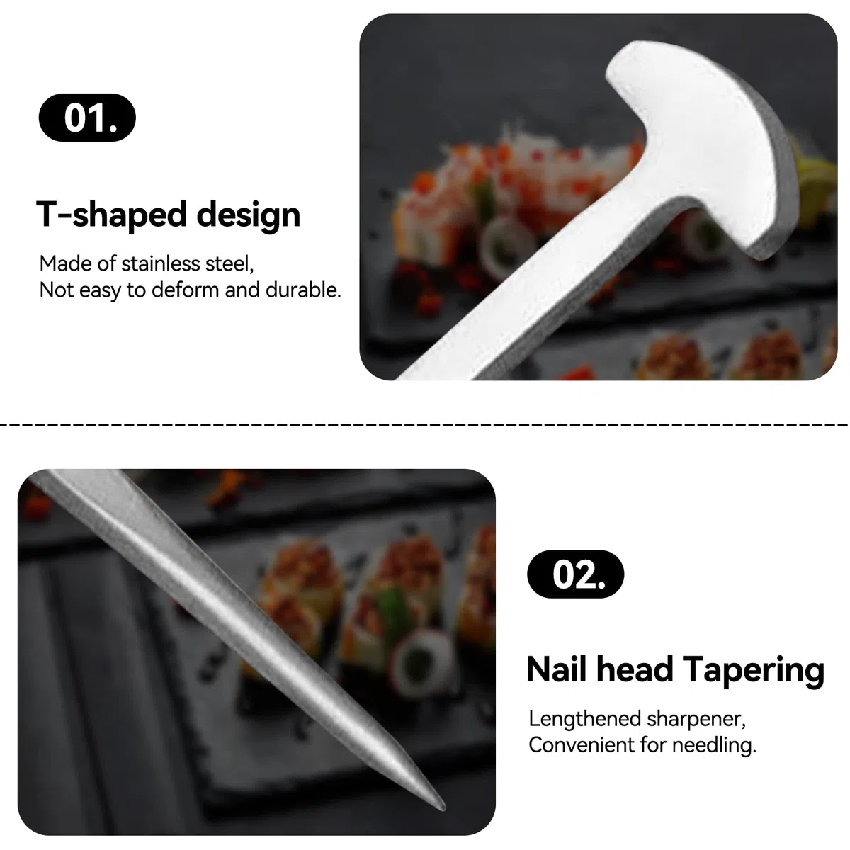 T Anguilla Spike, Coltello Acciaio Inossidabile a Forma di T Pesce Anguilla Chiodo Pesce Strumento per Carpa, Pesce Gatto, Negozio di Sushi Giapponese, Homr, Cucina Strumenti per chef di sushi 15 cm