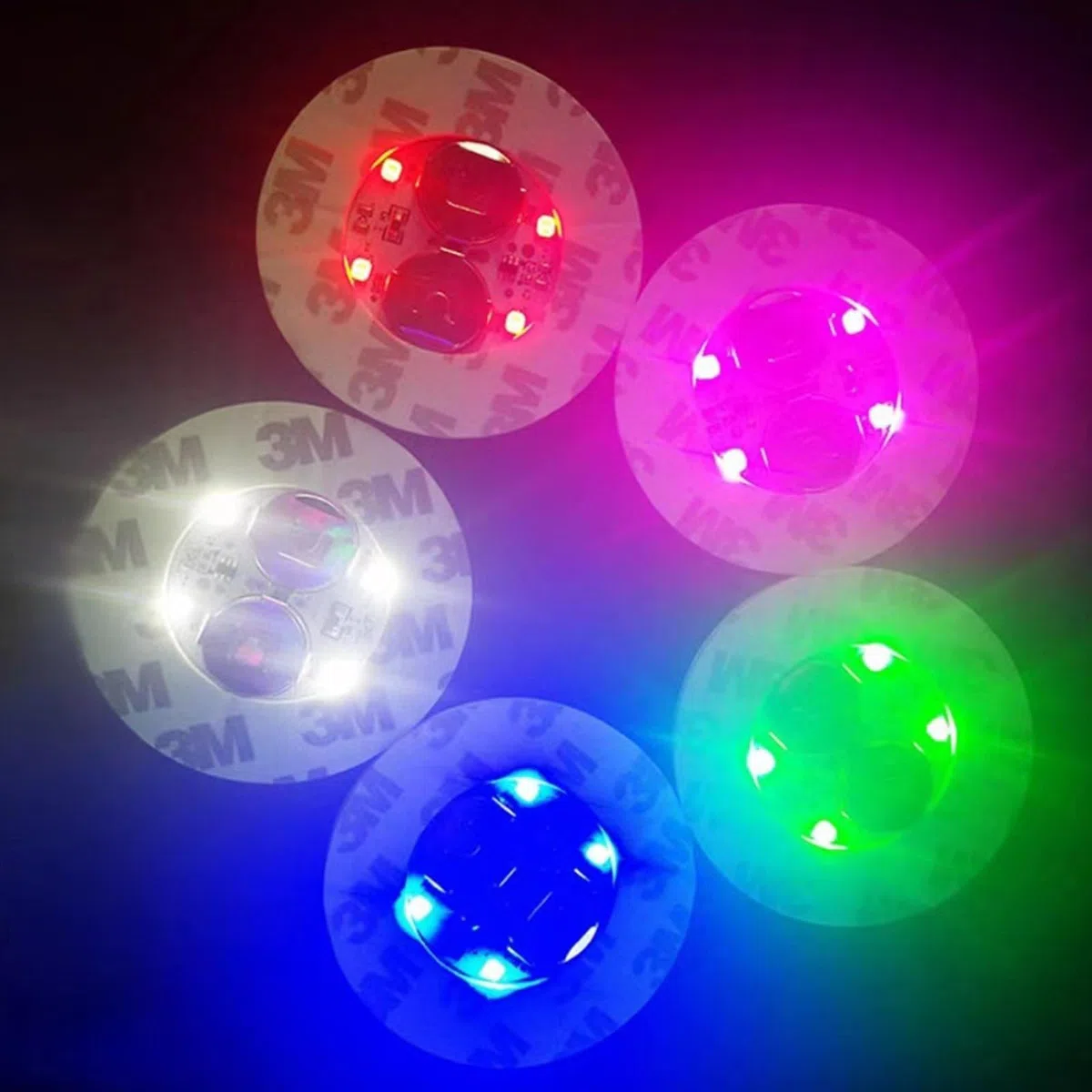 Niziroo Sottobicchieri a LED Adesivi luminosi autoadesivi: 16 sottobicchieri a LED,adesivi a LED,luci adesive a LED,sottobicchieri a LED a 7 colori,luci adesive a LED Boccali autoadesivi per caffè
