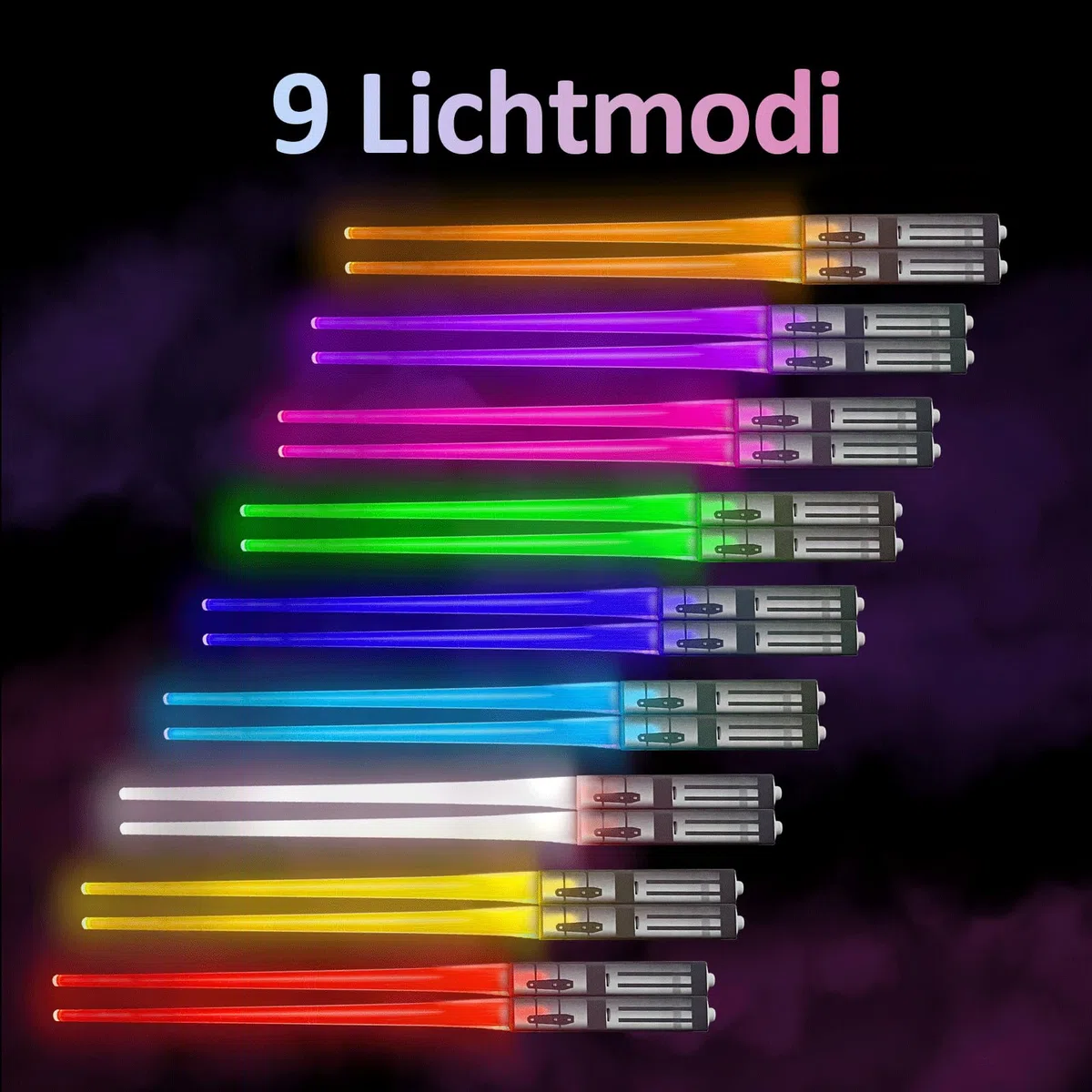 Light Up Bacchette Lightsaber Bacchetta Cinese con 9 modalità di colore, SOARFLY Lightsaber Bacchetta riutilizzabile senza BPA Illuminating Chopsticksper cucina cena party sushi 2 paia
