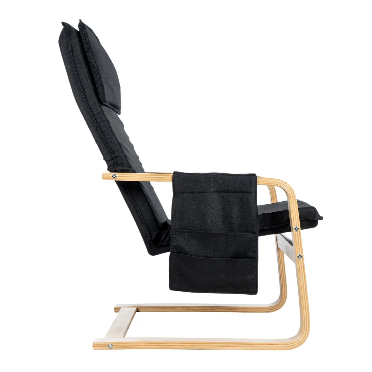 Gremium Poltrona Relax In Tessuto Con Schienale Ergonomico, Seduta Imbottita Sfoderabile, Cuscino Poggiatesta, Struttura in Legno Con Braccioli e Sacca Portaoggetti