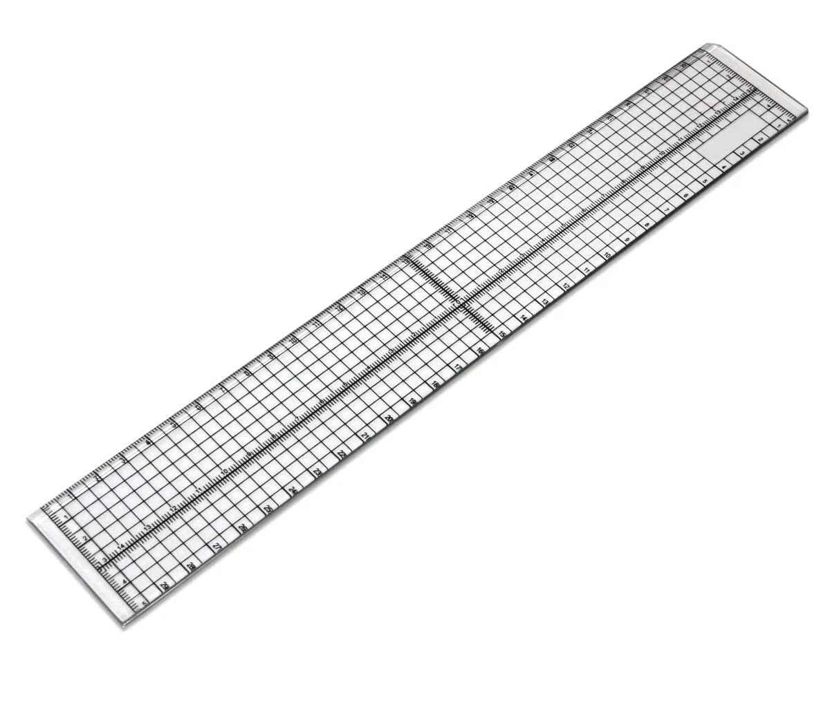 Righello da taglio con bordo in metallo, lunghezza 30 cm, larghezza 5 cm, trasparente con griglia di misurazione