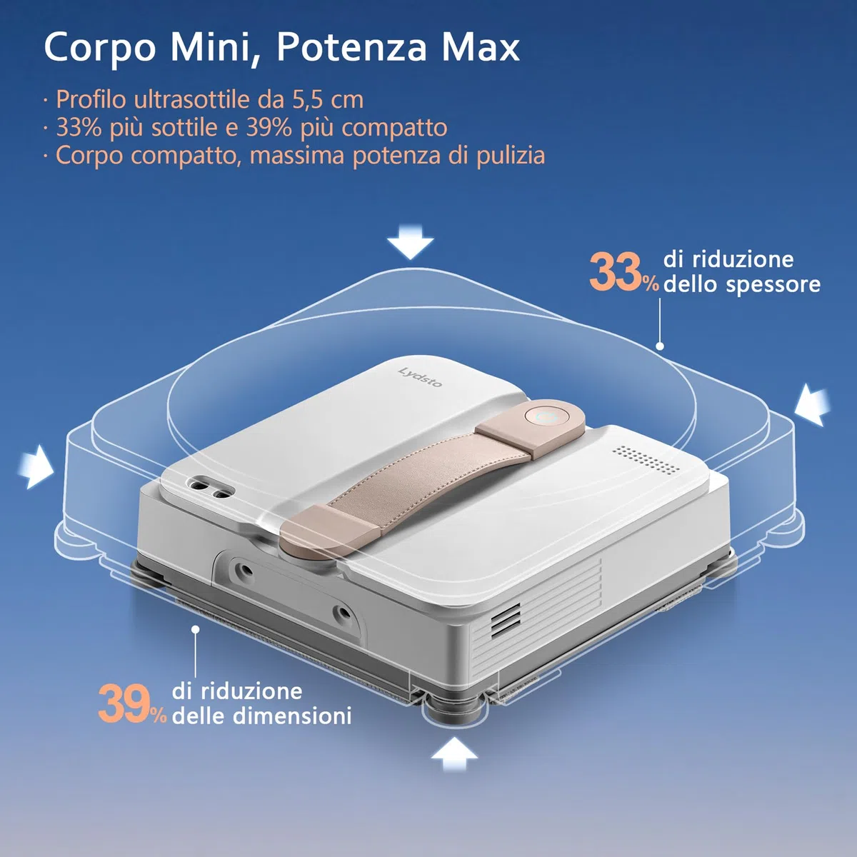 Lydsto WL07Max Robot Lavavetri Compatto, Quattro Ugelli ad Ultrasuoni, Pulizia Degli Angoli, 8000 Pa Lavavetri Elettrico, Serbatoio da 110ML, 4 Modalità di Pulizia