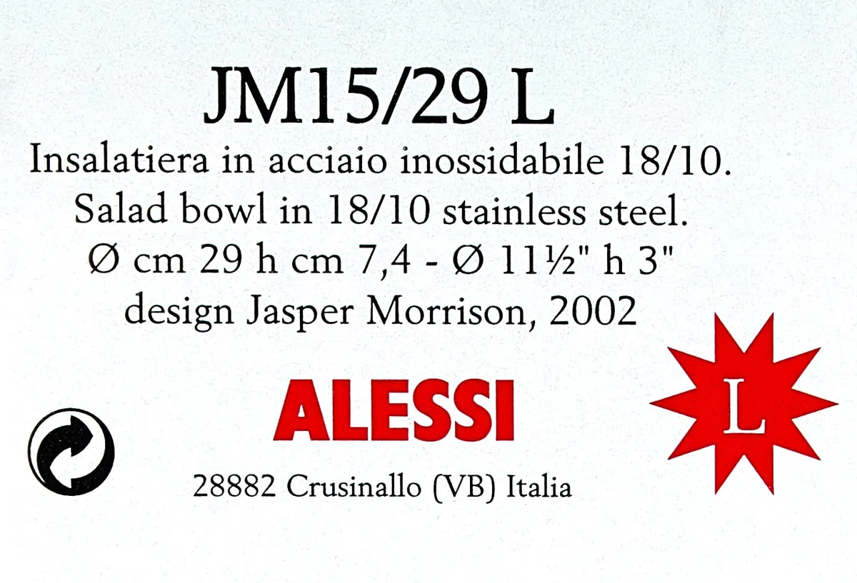 Alessi Jm15/29 L Insalatiera, Acciaio Inossidabile 18/10, Lucido, 29 cm