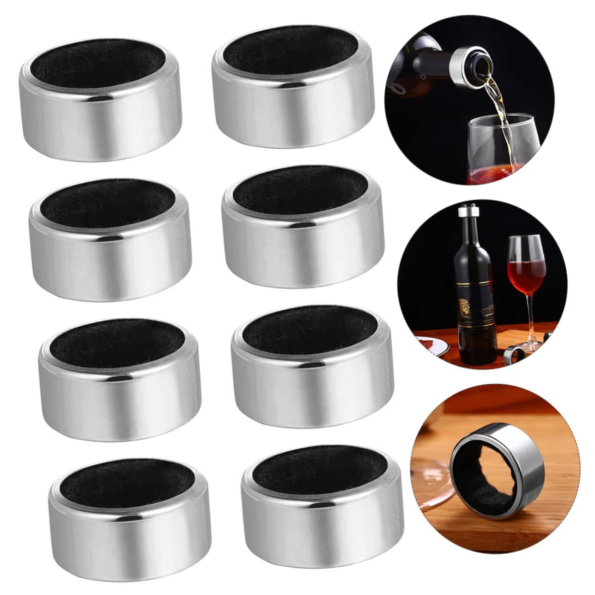 Ciieeo Anelli Salvagoccia per Bottiglie di Vino in Acciaio Inox 12 Pezzi Collare Antigoccia Staccabile Lavabile Accessorio per Casa Bar Ristorante
