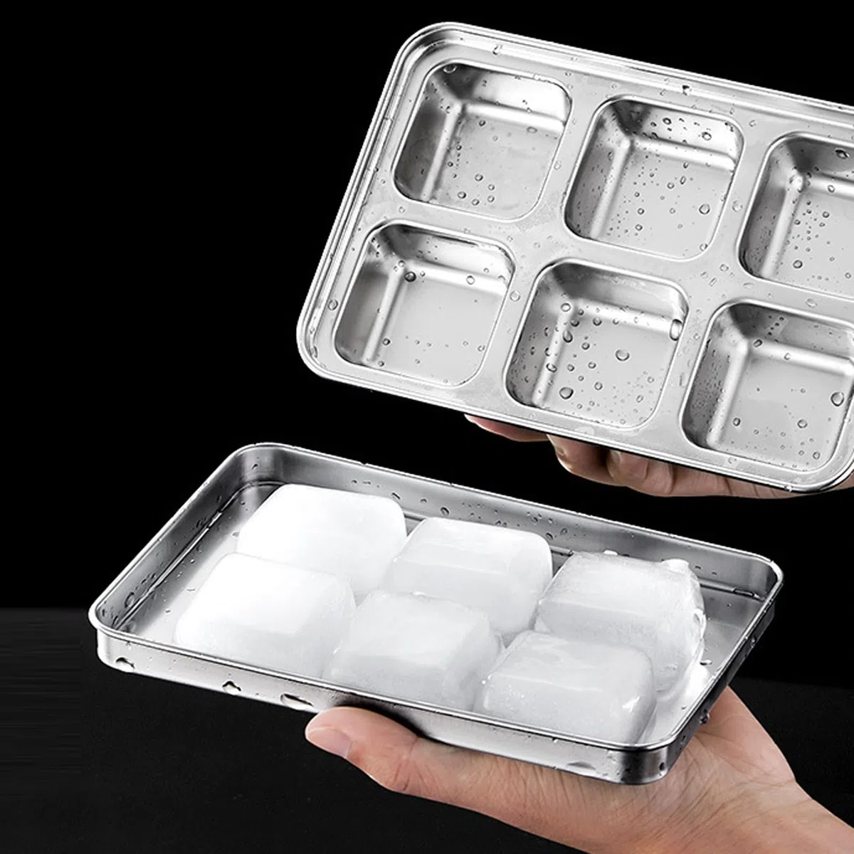 Metal Ice Trays, Cube Mold Maker, 7.3in Stainless Steel Holder, Reusable Authentic Design, Easy Release Structure for Coffee, Beverage, Baby Food, Breastmilk, Kitchen, Home