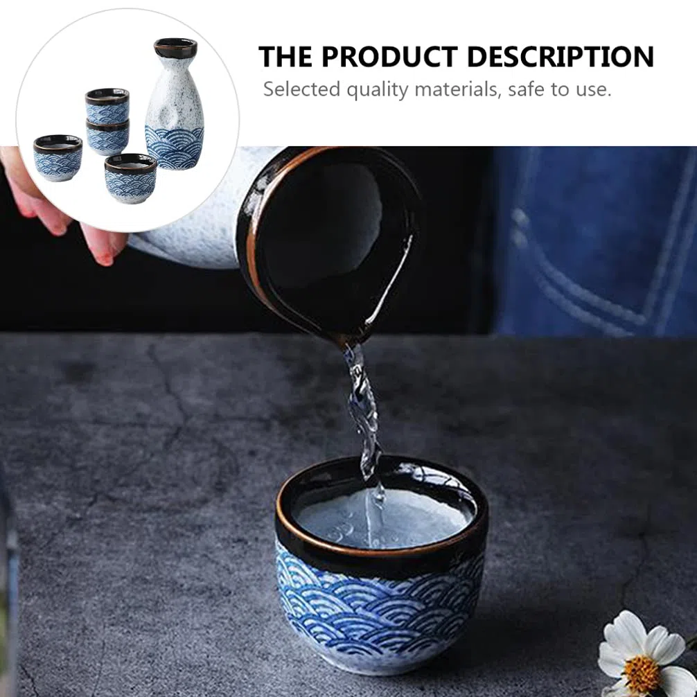 Housoutil Giapponese Sake Cup 4 Pz 20 Ml Sake Ticks+ 1 PZ 180 Ml Sake Pot Set Bicchieri da Vino in Ceramica