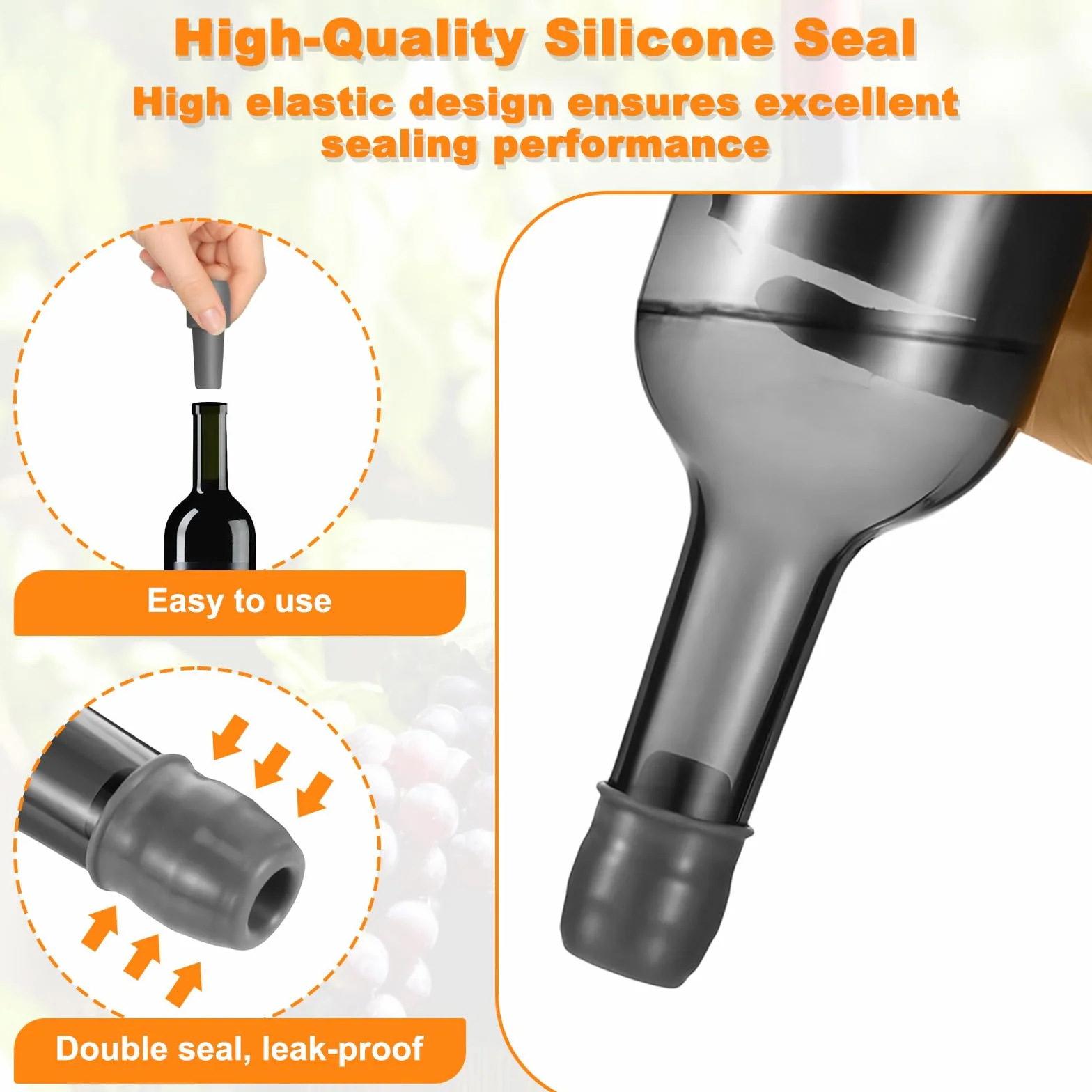 Sicure Tappi Colorati per Bottiglie, 8 Pcs Tappo per Vino in Silicone, Tappi per Bottiglia in Silicone Riutilizzabileper Diversi tipi di Bottiglie di Vetro per Conservare ​la Birra Champagne