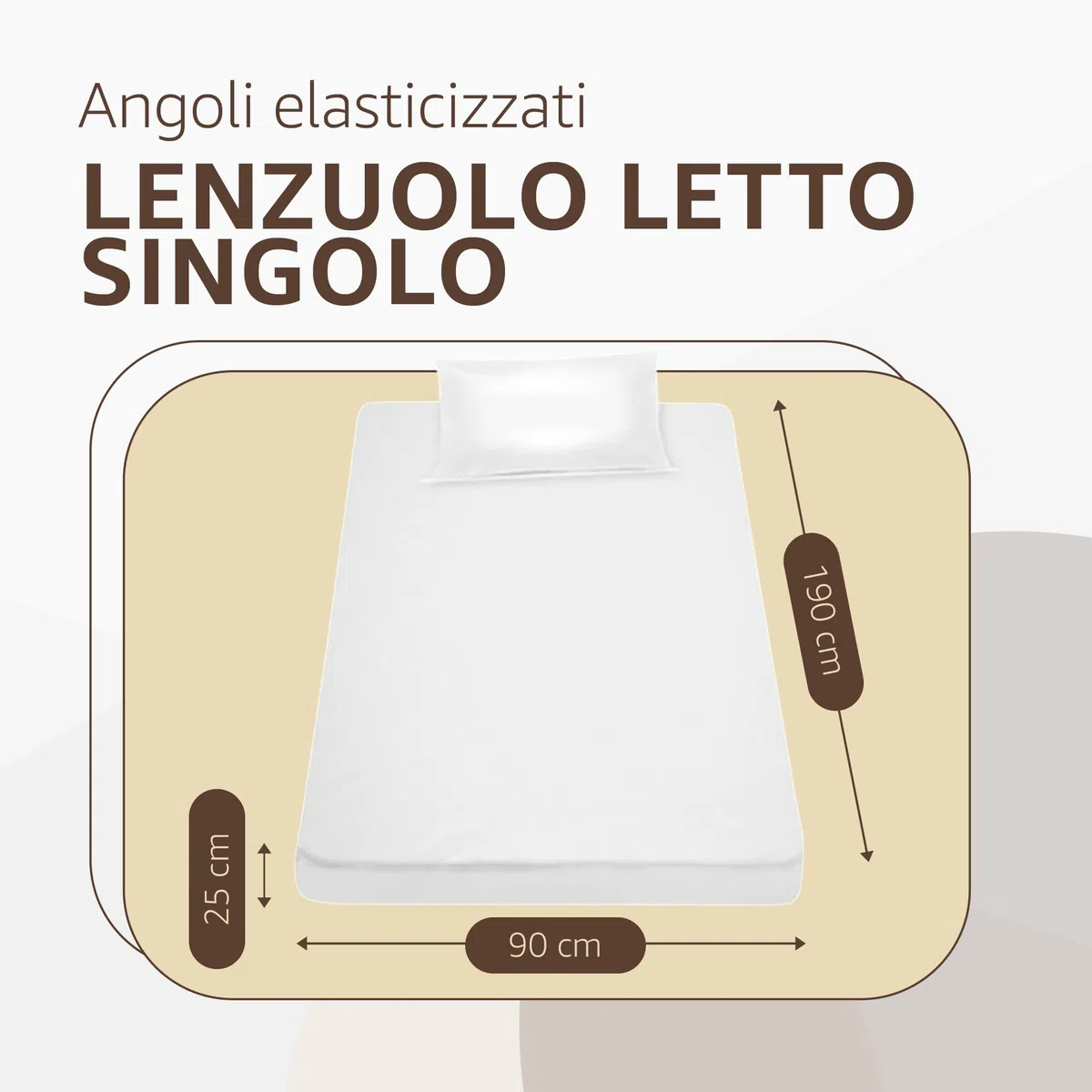 SONIT - Lenzuolo con Angoli Singolo 90x190 cm - Lenzuolo con Angoli Singolo Cotone Traspirante - Lenzuola Facile da Lavare - Colore Bianco