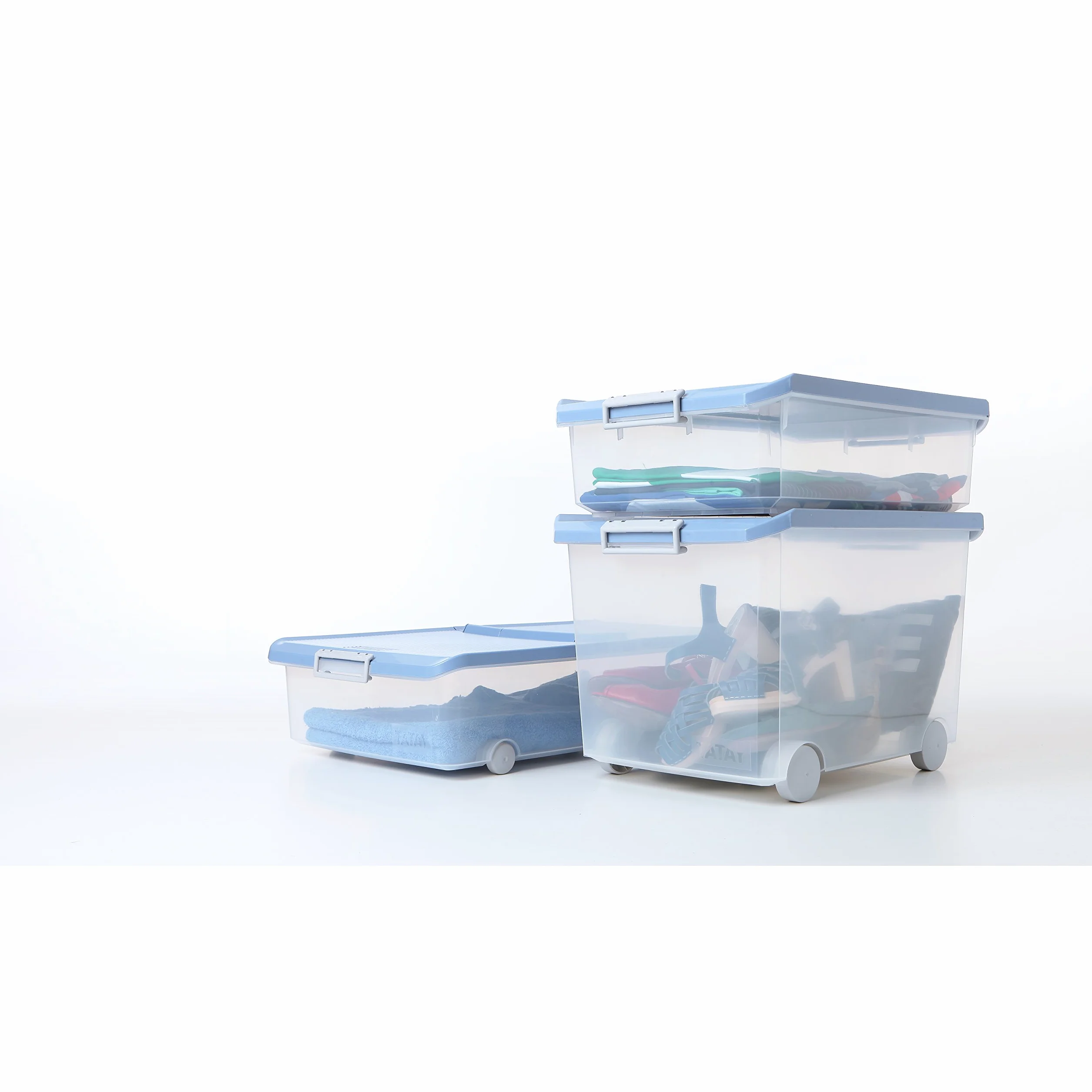 TATAY Scatole Plastica con Coperchio 14 L Multiuso - Classic | Coperchio con Cerniera Incluso | Manici Ergonomici in ABS | Design Impilabile e Resistente | Plastica BPA Free | 27x39x19 cm, Blu