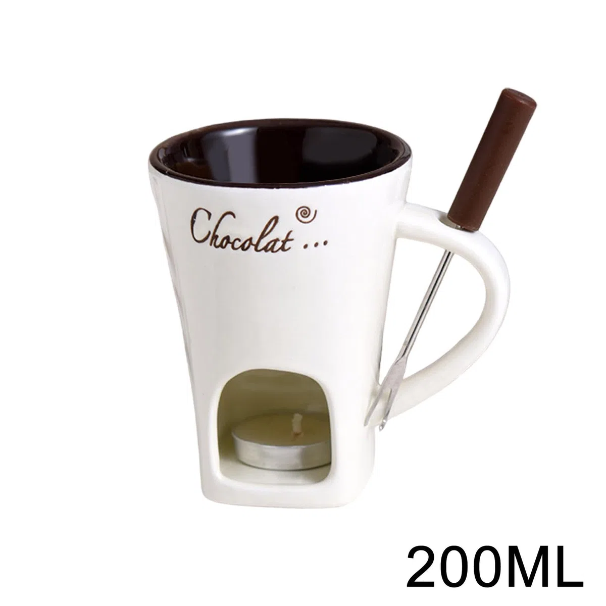 Tazza Per Fonduta Di Cioccolato | Tazza Per Sciogliere Il Burro In Ceramica | Pentola Per Sciogliere Il Cioccolato Con Forchetta | Per Snack Caramelle Caramello 200 Ml