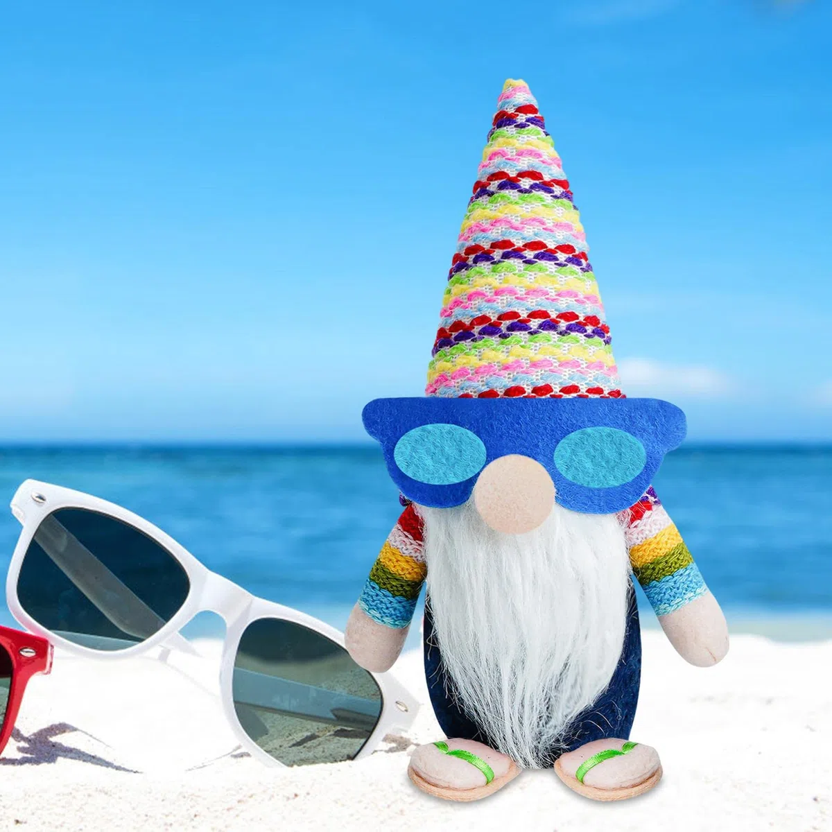 Gnomi Estivi con Occhiali da Sole,Gnomi Groovy Peluche Decorazioni - Gnomi da Spiaggia Primavera Estate Gnomi Decorazione per la casa Nisse Elfo Mascotte Ornamento Scandinavia Decorazione