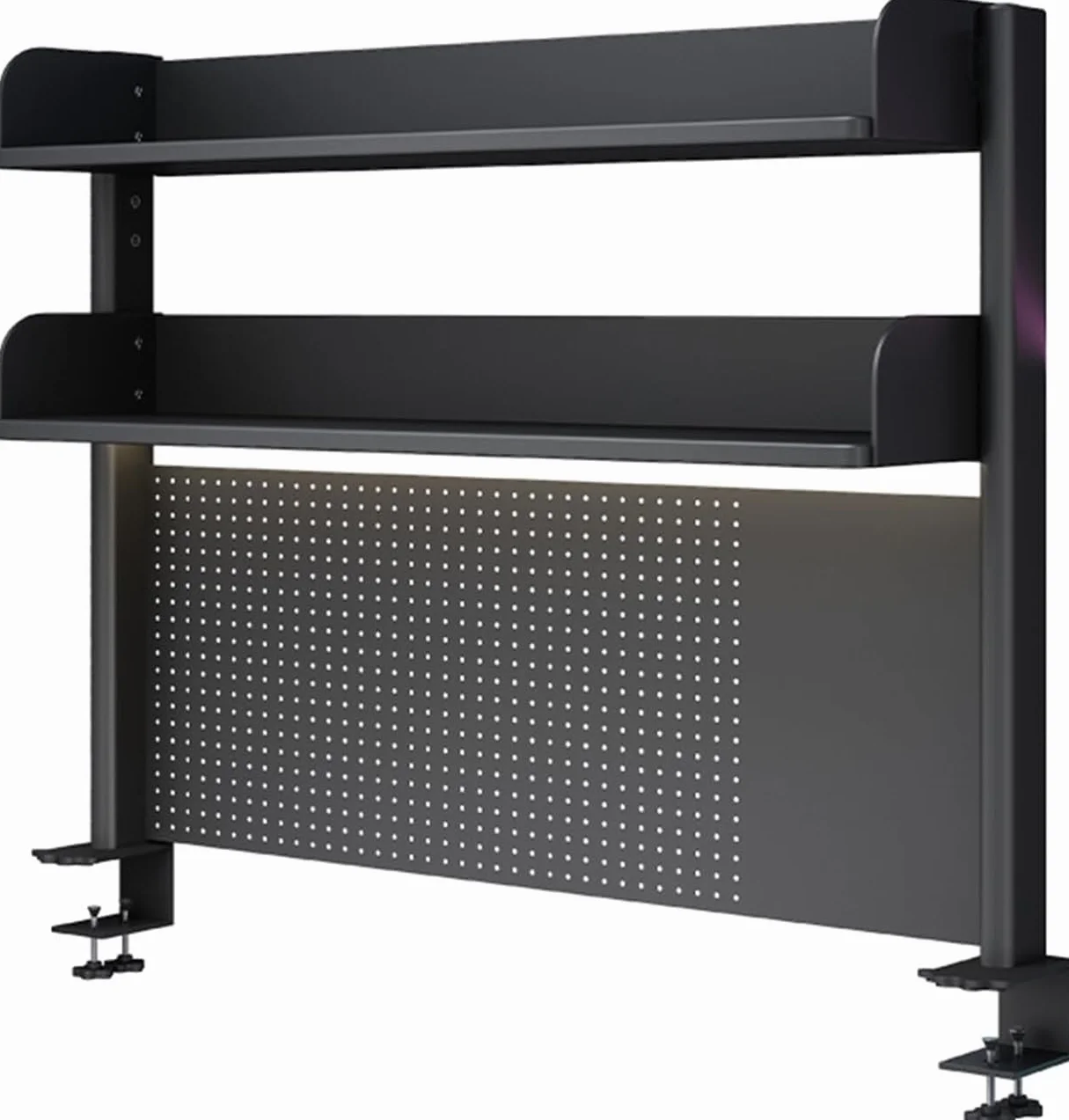Scaffali Decorativi sospesi mensola Organizer da scrivania con Morsetto Nera per Gioco in Ufficio Pannello Forato Estensibile postazione di Lavoro Privacy Accessori Computer 23 6/3