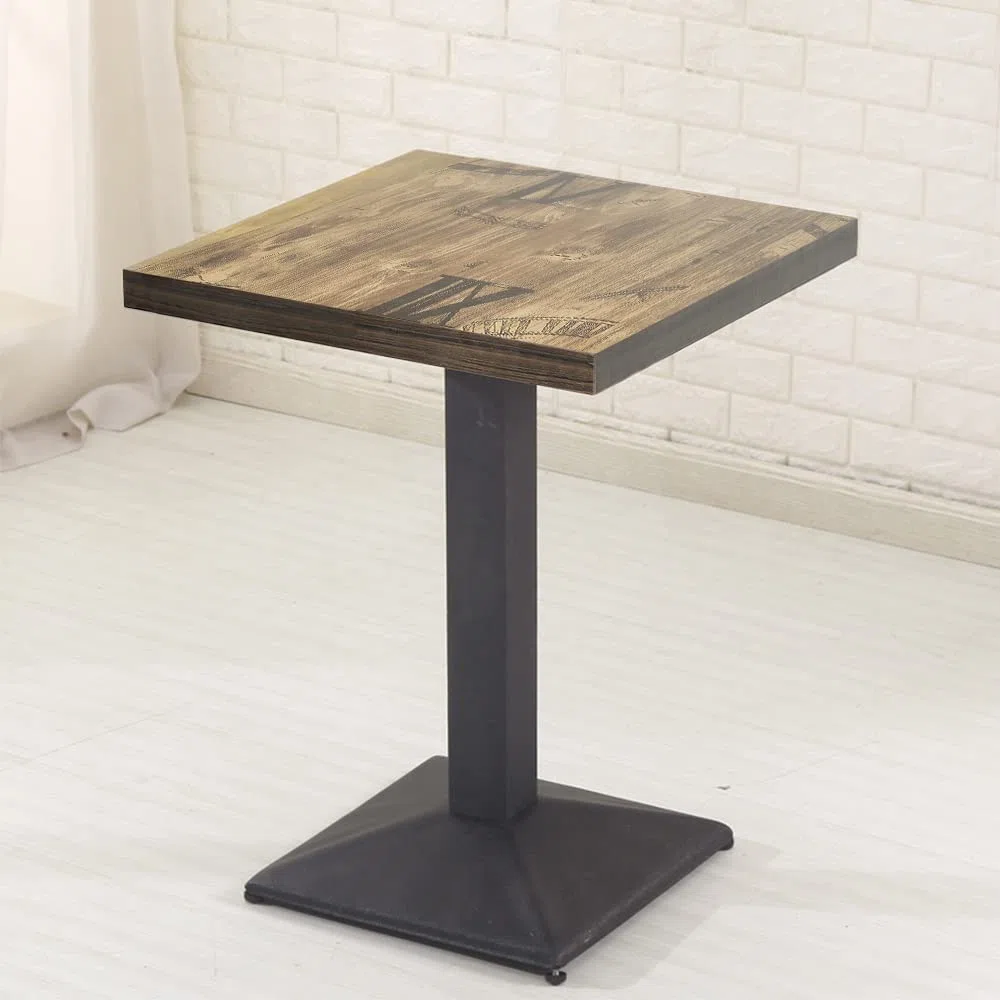 Tavolo Rettangolare in Stile Rustico Industriale in MDF e Metallo, Bar Tondo In Legno E Metallo - Tavolo Da Cucina e Tavolino Da Appoggio 60 * 60 * 75cm