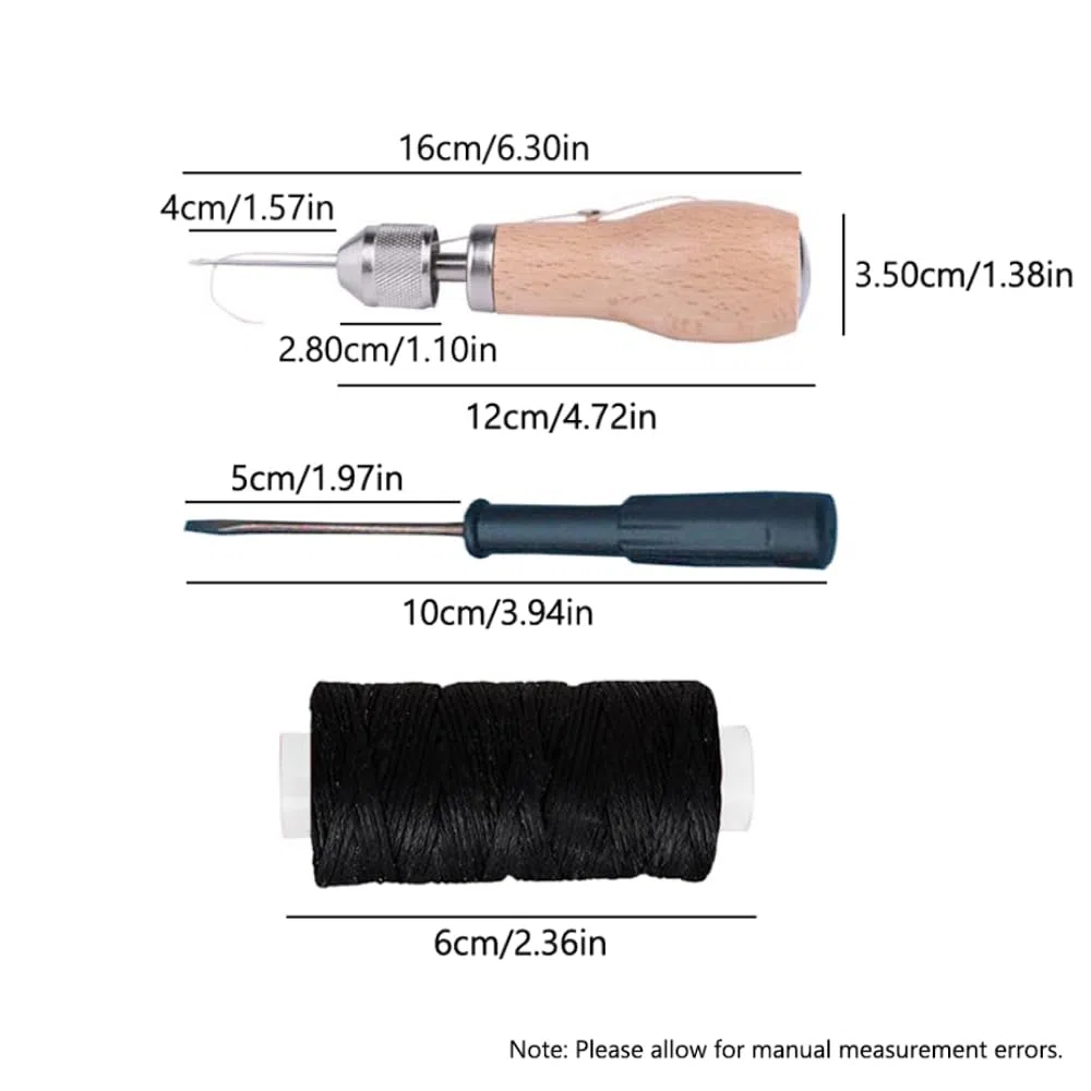 Speedy - Punteruolo da cucito in pelle con filo cerato, strumento per cucire a mano, per tende, zaini, vele, tela, tessuti pesanti