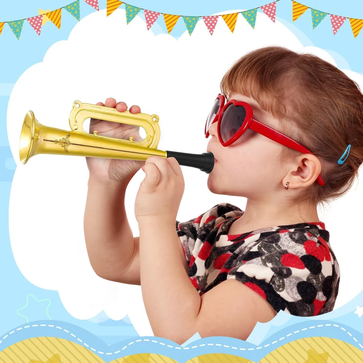 Trombe Giocattolo, 12 Pezzi Tromba Noise Maker, Tromba Per Bambini, Strumenti Musicali per Bambini, Atmosfera di Festa Tifo Trombe, Giocattoli per Compleanni Carnevali Feste ed Eventi