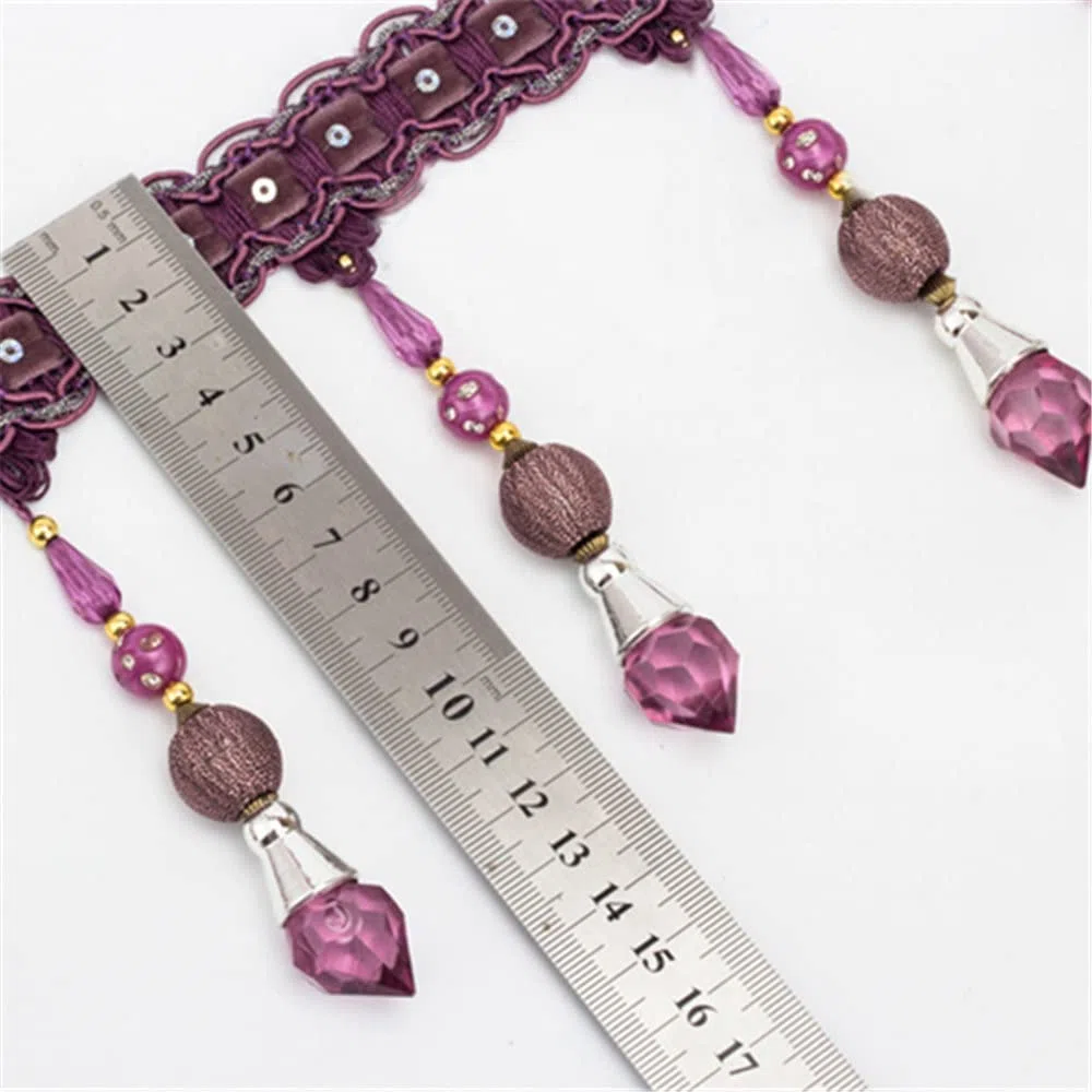 Perline Nappa Frange Trim Perline di Cristallo Nastri di Pizzo Appeso Decorazione Del Pendente per Cucito Accessori Costume Azzurro