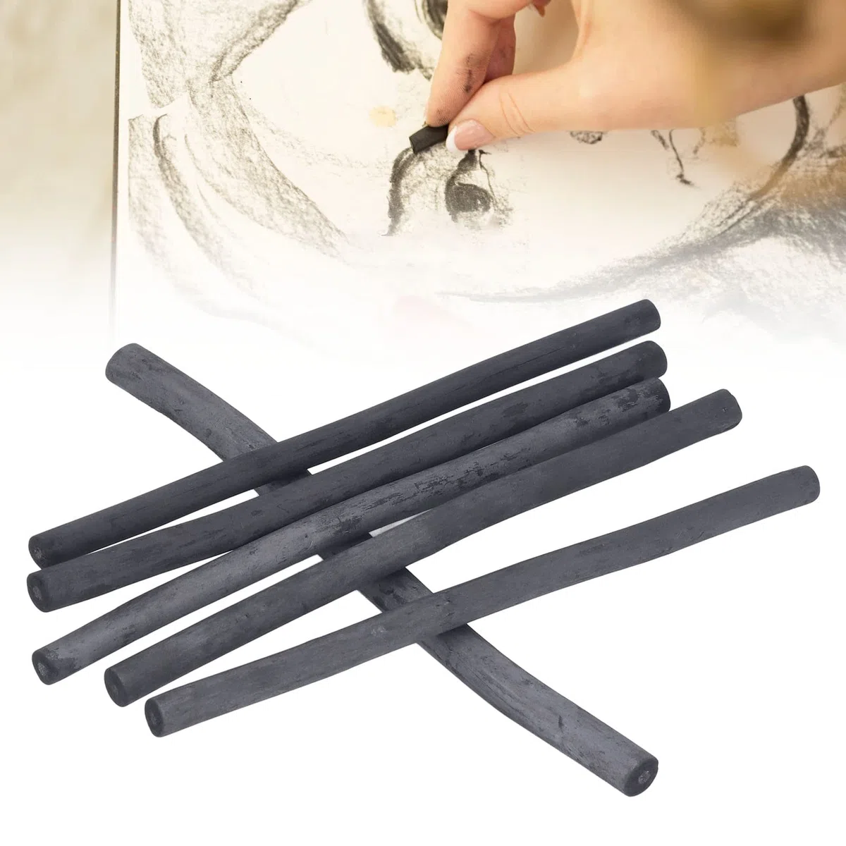 Disegno a carboncino, Bastoncini di Carbone Portatili Neri per Schizzi per la Pittura