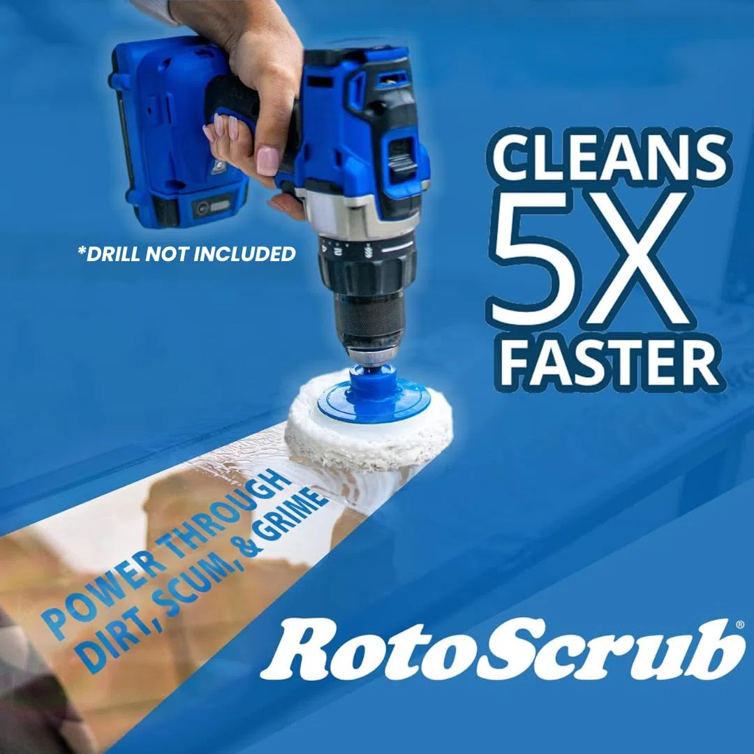 RotoScrub Kit di accessori da bagno di pulizia Drill 4"x4"x8.5" Blu bianco