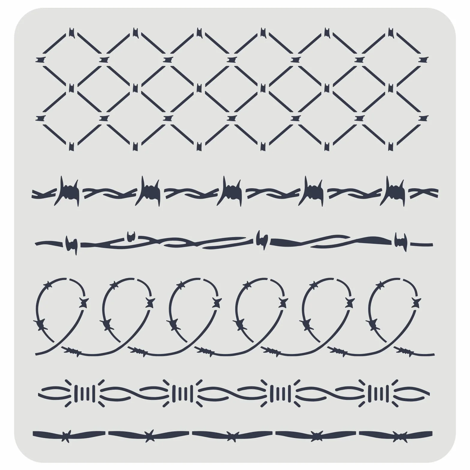 FINGERINSPIRE Stencil fai da te a filo spinato per pittura a parete stencil 30 x 30 cm 6 stile garza di ferro stencil riutilizzabili Mylar fai da te arte artigianale pittura modello stencil