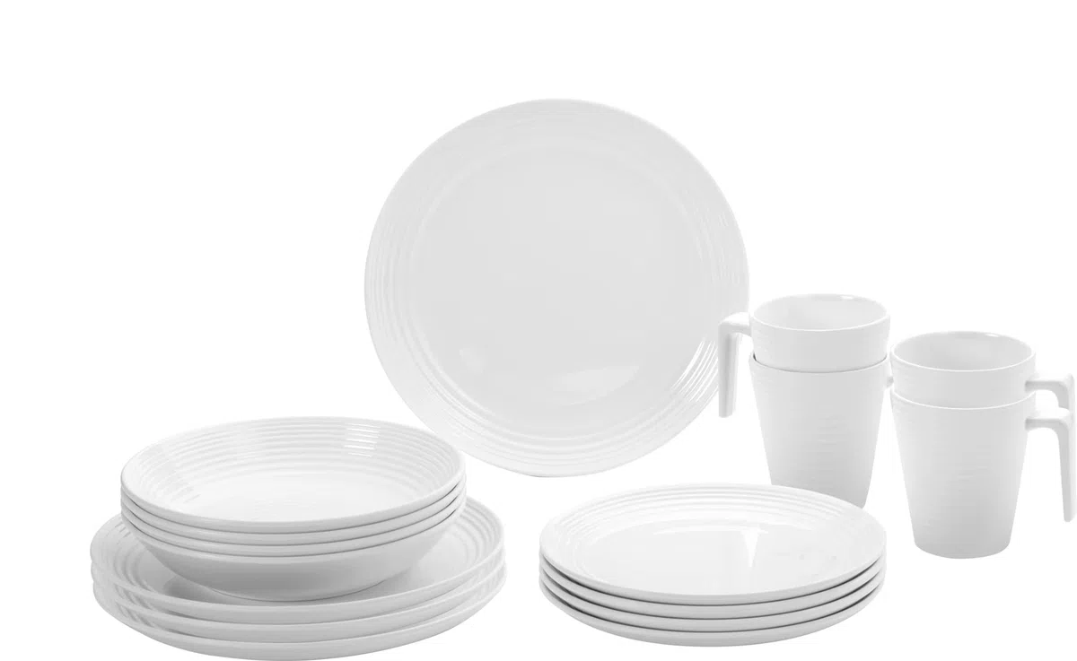 BRUNNER 0830160N.C7T Set Piatti e Tazze in Melamina Infrangibili 16 Pz, Set Spherica