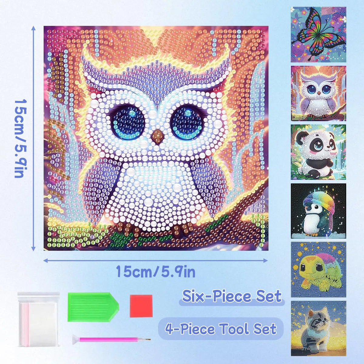 SZSMW Set da 6 Pezzi Diamond Painting Bambina - 15 * 15cmPittura Diamante - Diamond Painting Bambini - Decorazioni Creative Fai-Da-Te, Regali di Compleanno per Ragazzi E Ragazze (6-12 Anni)