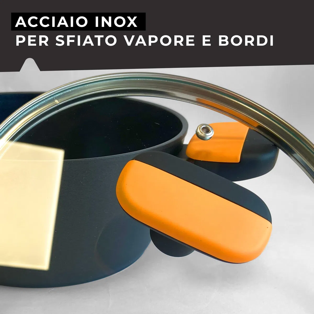Fackelmann Coperchio in vetro temperato Ø28 cm, foro per la fuoriuscita del vapore, pomello anti-scottatura, spessore vetro 4 mm, Linea Soft Collection