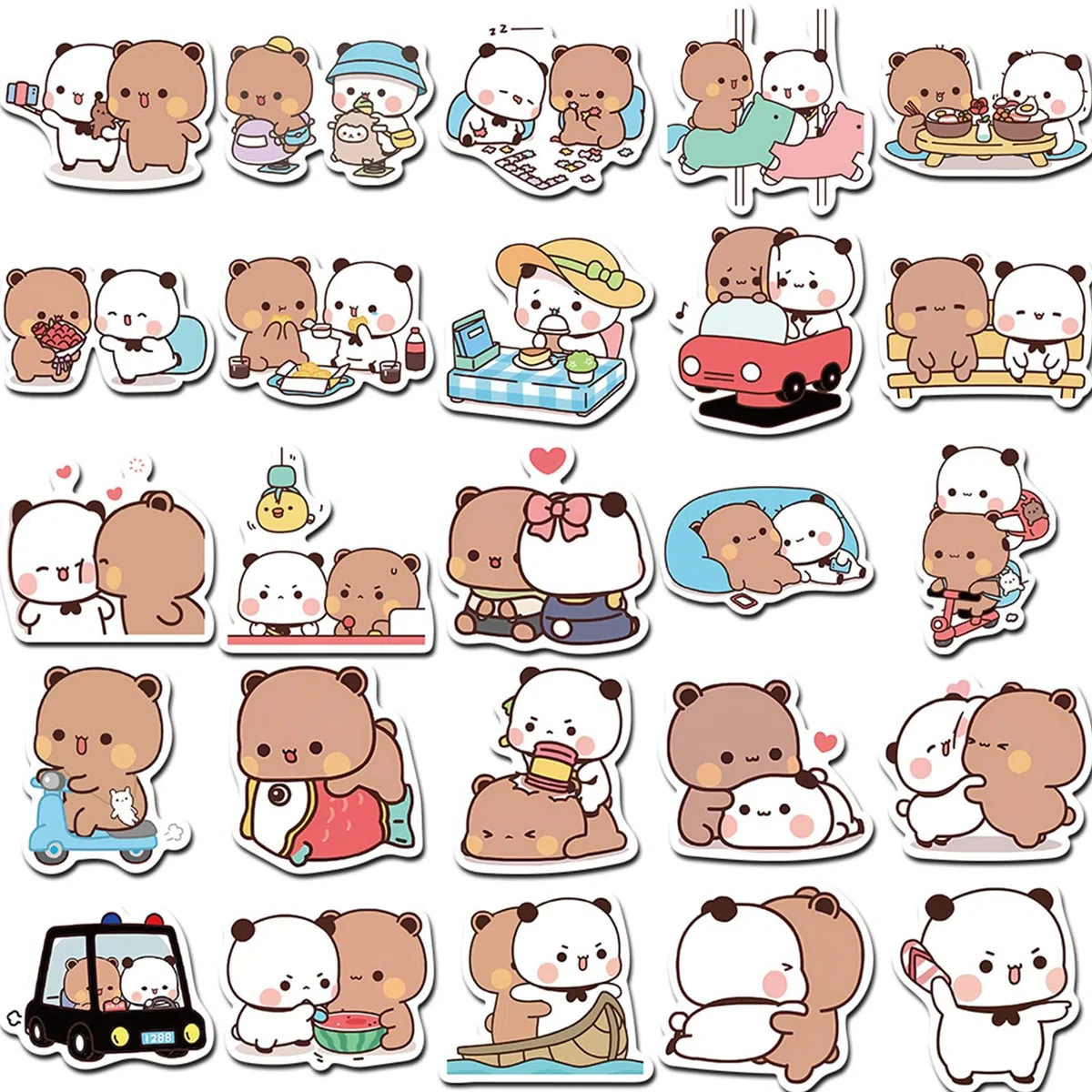 110 Pezzi Adesivi Bubu Dudu per bambini, Dudu Bubu Simpatica Decorazione, Cartone Animato Panda Adesivi impermeabili, Decorazione per laptop, skateboard, scrapbook, borraccia, bambini