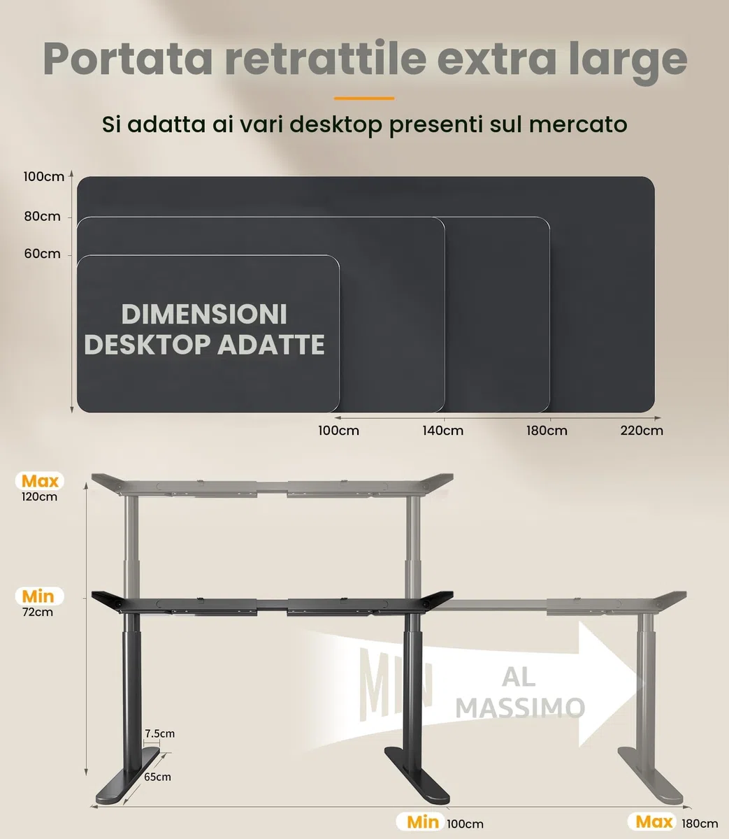 MAIDeSITe Scrivania regolabile in altezza elettrica EL2 Plus Art con design delle gambe ovali, scrivania doppio motore regolabile in altezza da 62 a 125 cm, 4 comandi a memoria