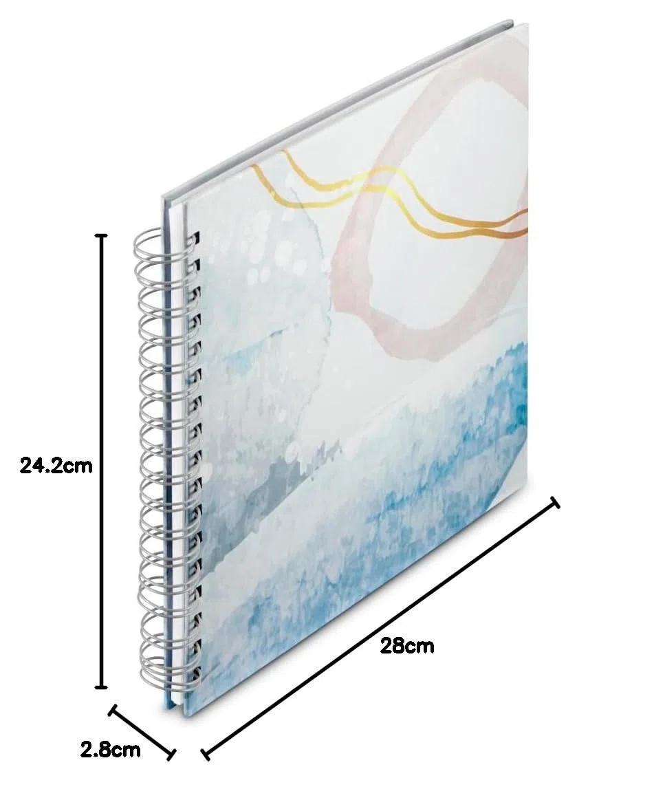 Hama Album fotografico a spirale "Watercolor" 28 x 24 cm (100 foto 10 x 15 cm da incollare, 50 pagine bianche, Album Scrapbooking DIY Libro fotografico da personalizzare e incollare) Blu