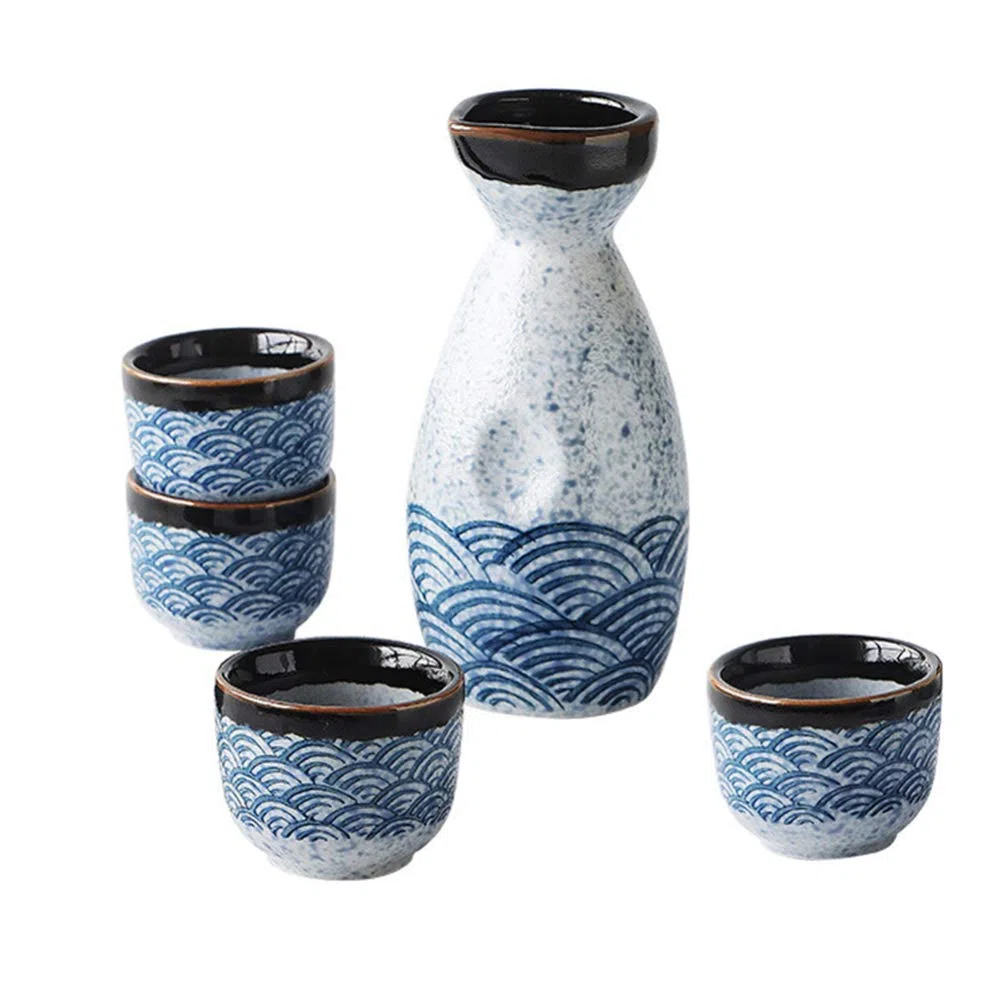 Housoutil Giapponese Sake Cup 4 Pz 20 Ml Sake Ticks+ 1 PZ 180 Ml Sake Pot Set Bicchieri da Vino in Ceramica