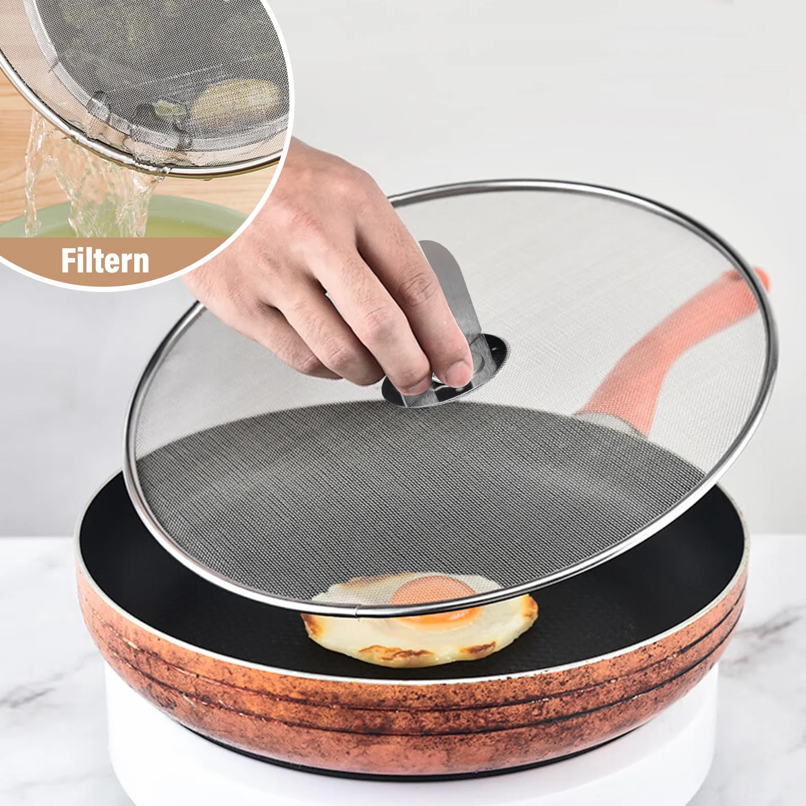 3 Pezzi Paraschizzi Padella Paraspruzzi Cucina in Acciaio Inox Antischizzo Cucina per Molte Padelle 33cm 29 cm 25cm