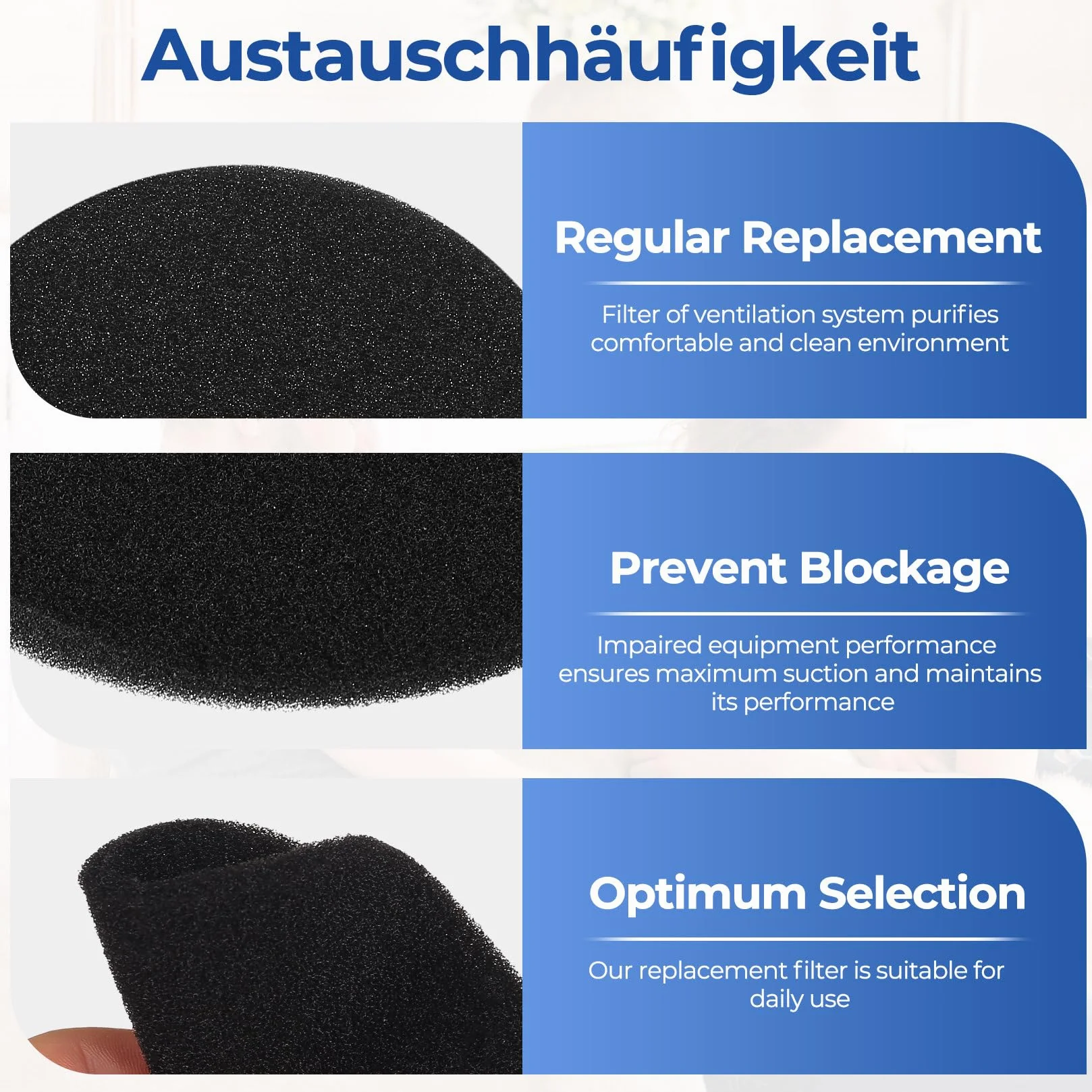 12 Filtri d'Aria di Ricambio per Pluggit, Filtro Ventilazione Compatibile con Pluggit EV100V/EV200V/EV500/REV150V, Filtro Lavabile per Sistema di Ventilazione, Aspirapolvere (Diametro 140mm)