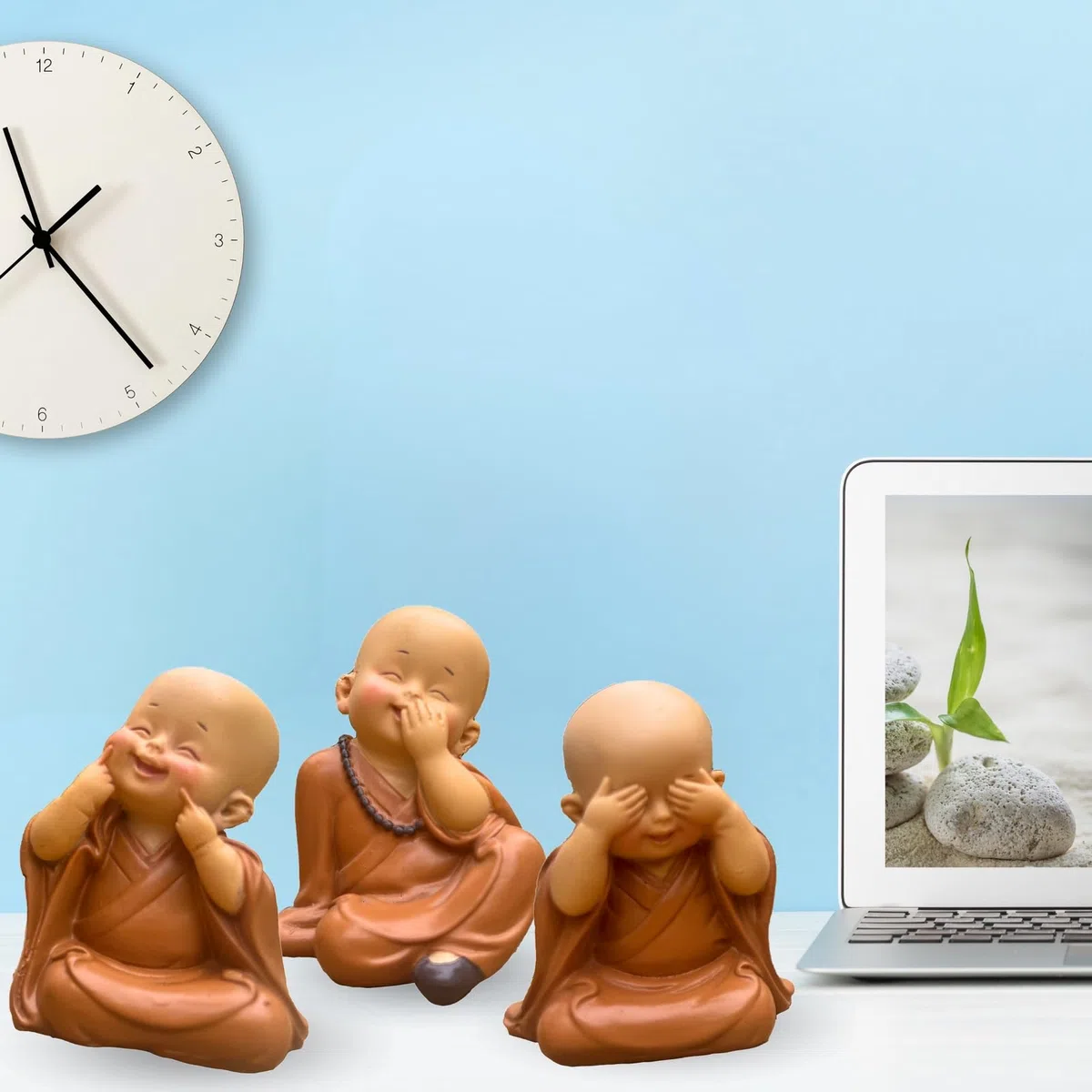 Trio di statue Saggio Bonzen - Non vedere nulla - Non sentire nulla - Niente dire - Un insieme simbolico per un'atmosfera pacifica e serena - Idea regalo unica -H 7 cm - Zen'Light
